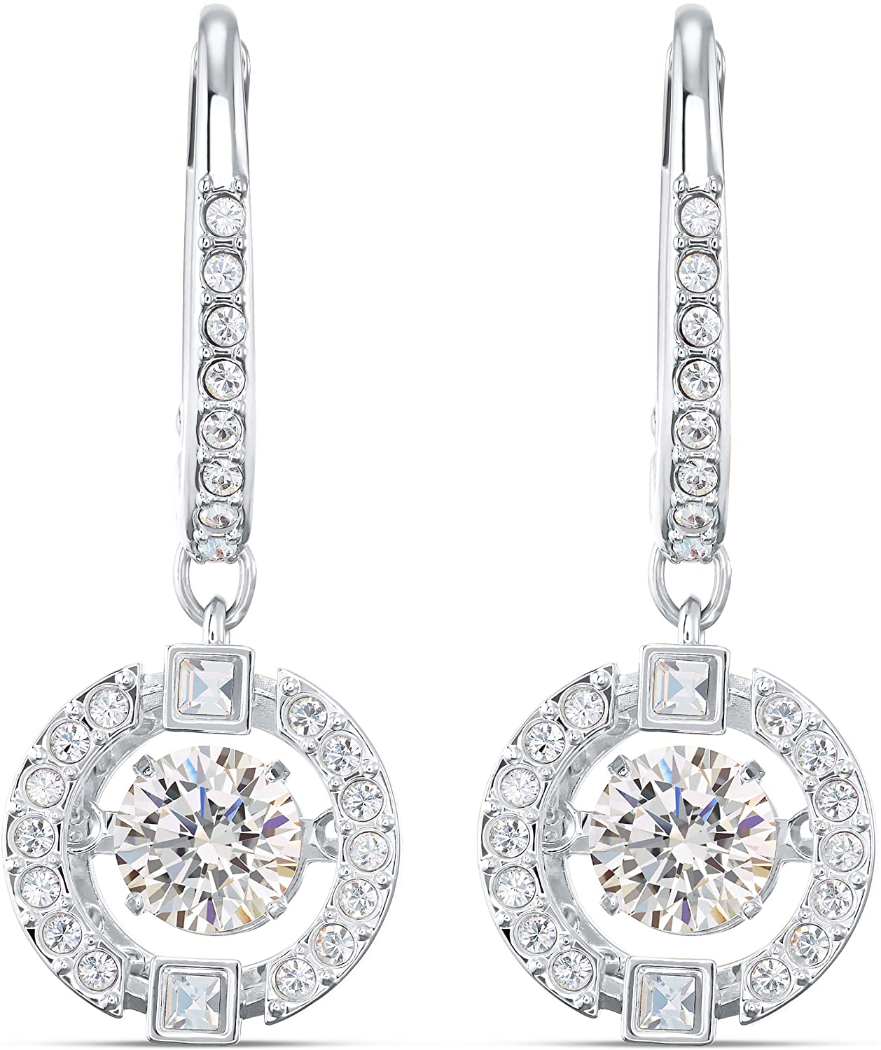 SWAROVSKI Women's Sparkling Dance Round Jewelry Collection, Rhodium Finish, Blue Crystals, Clear Crystals - JOY2ESpree