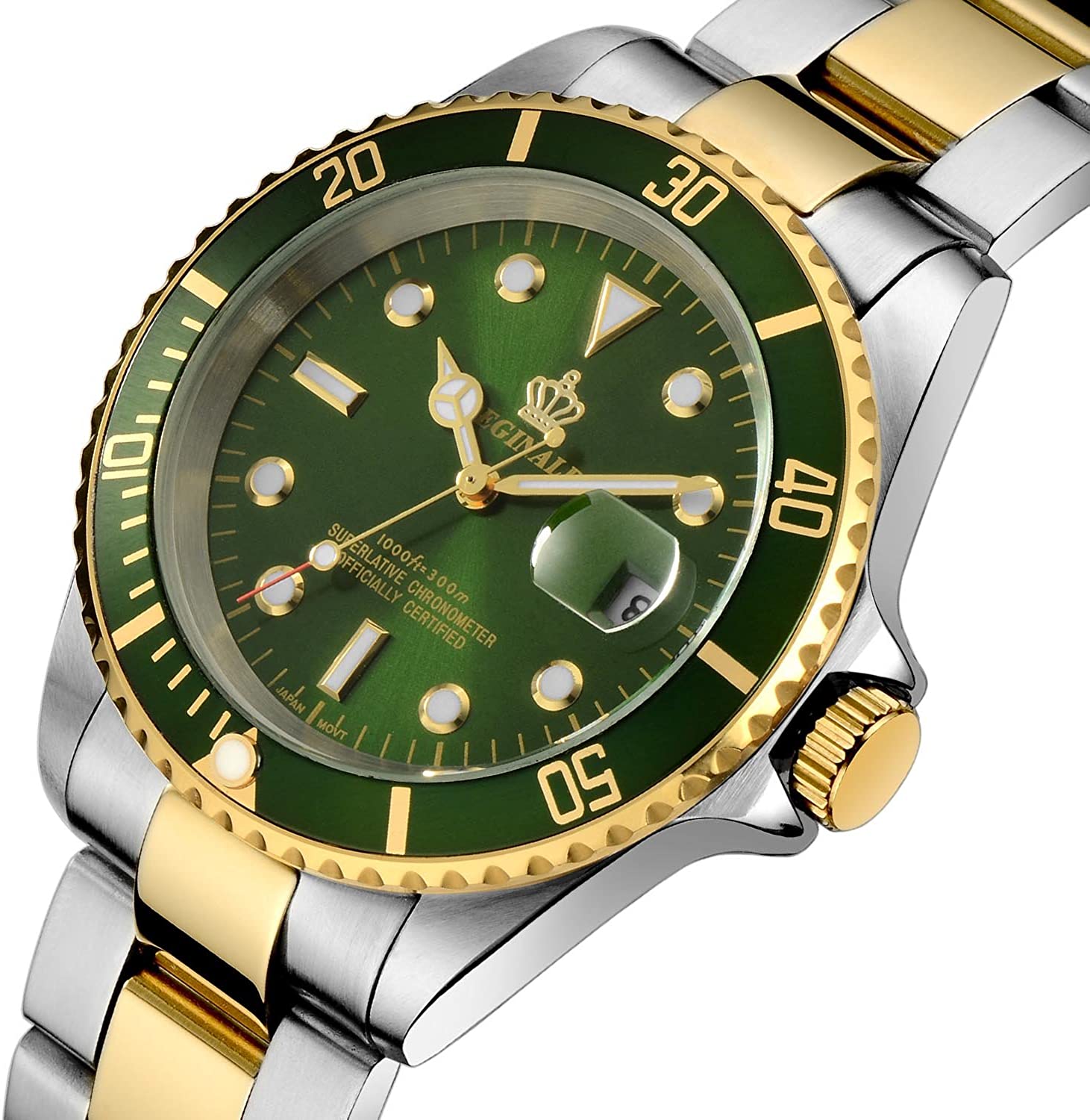 Mens Luxury Watches Ceramic Bezel Sapphire Glass Luminous Quartz Silver Gold Two Tone Stainless Steel Watch