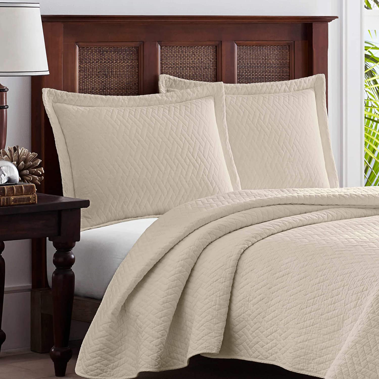 Tommy Bahama Chevron Quilt Set, Full/Queen, Pelican Gray