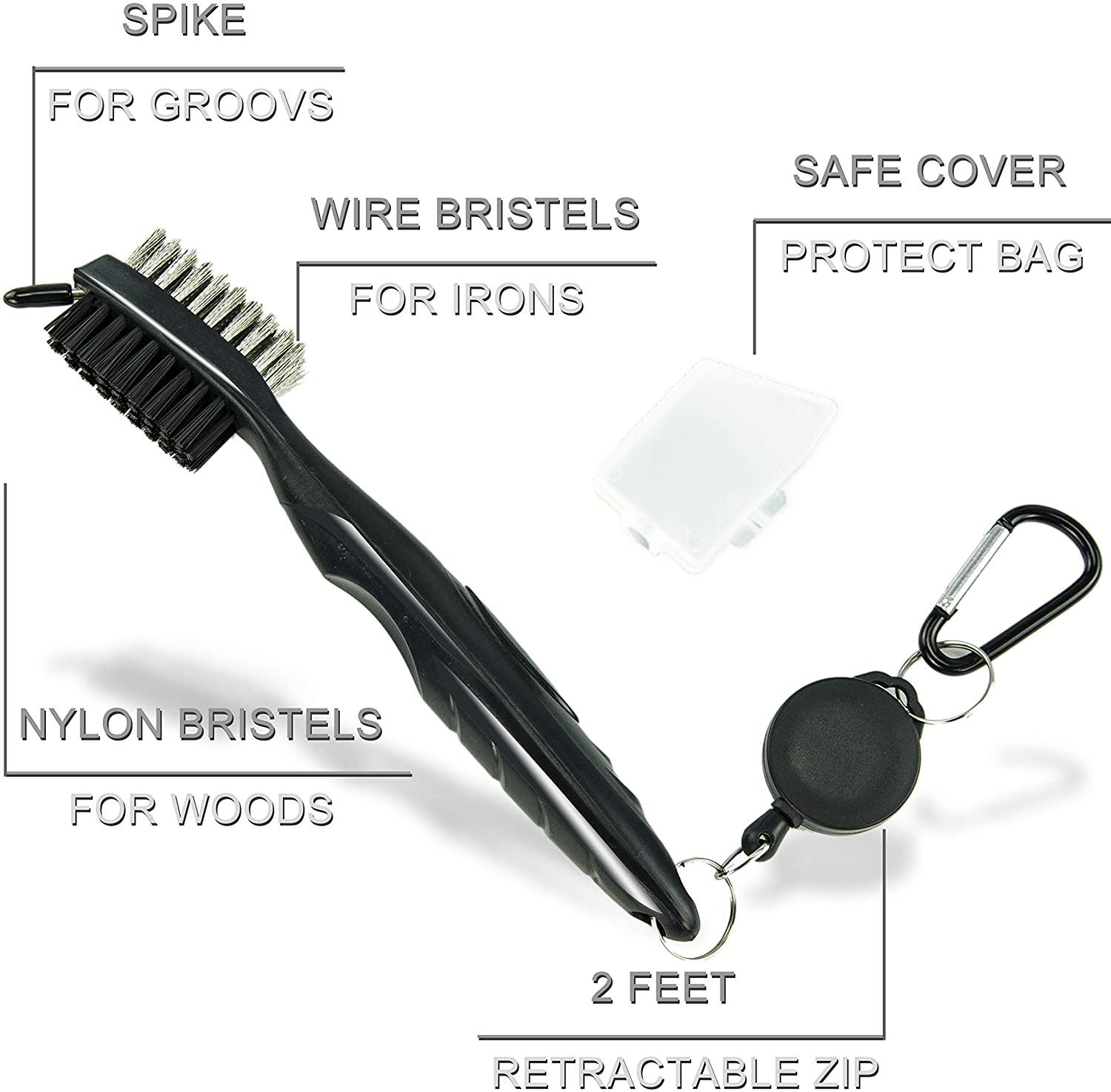 Perfshot Microfiber Waffle-Weave Golf Towel with Golf Club Brush Groove Cleaner and Foldable Divot Repair Tool with Magnetic Ball Marker Set 16" 24" - JOY2ESpree