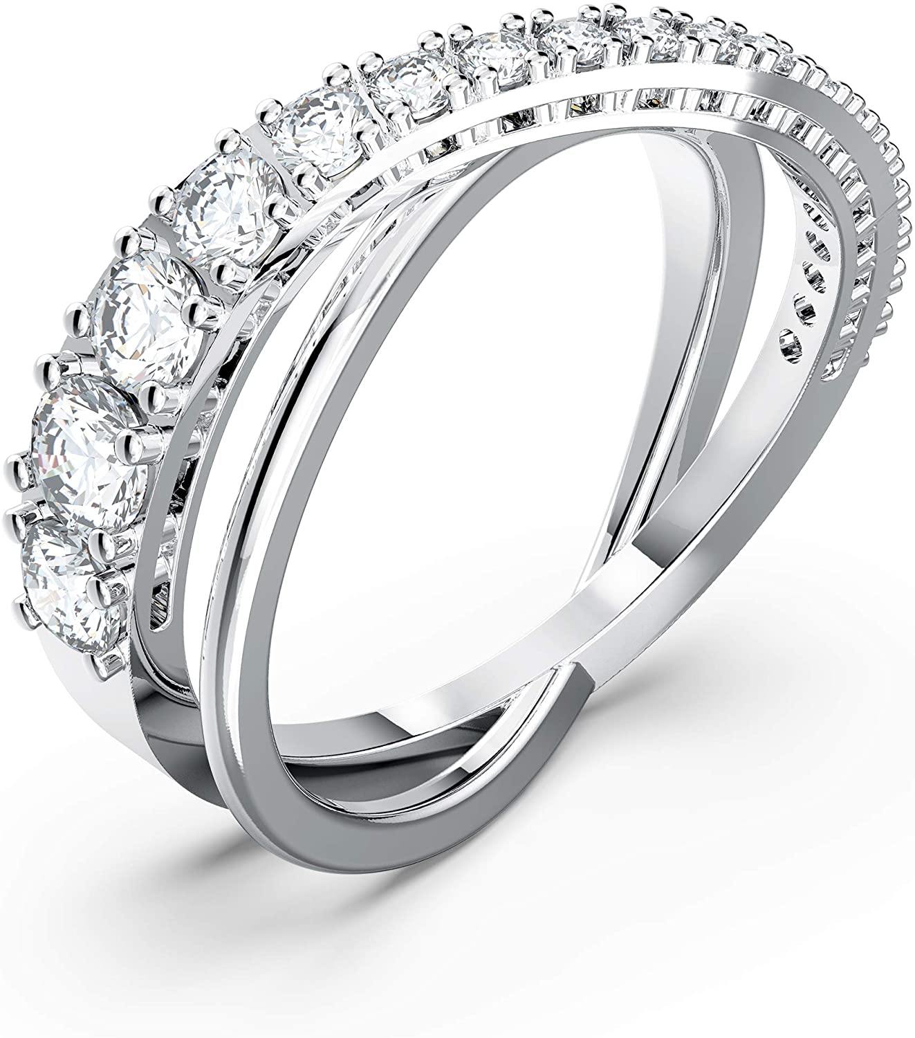SWAROVSKI Women's Twist Ring Collection, Rhodium Finish, Clear Crystals - JOY2ESpree