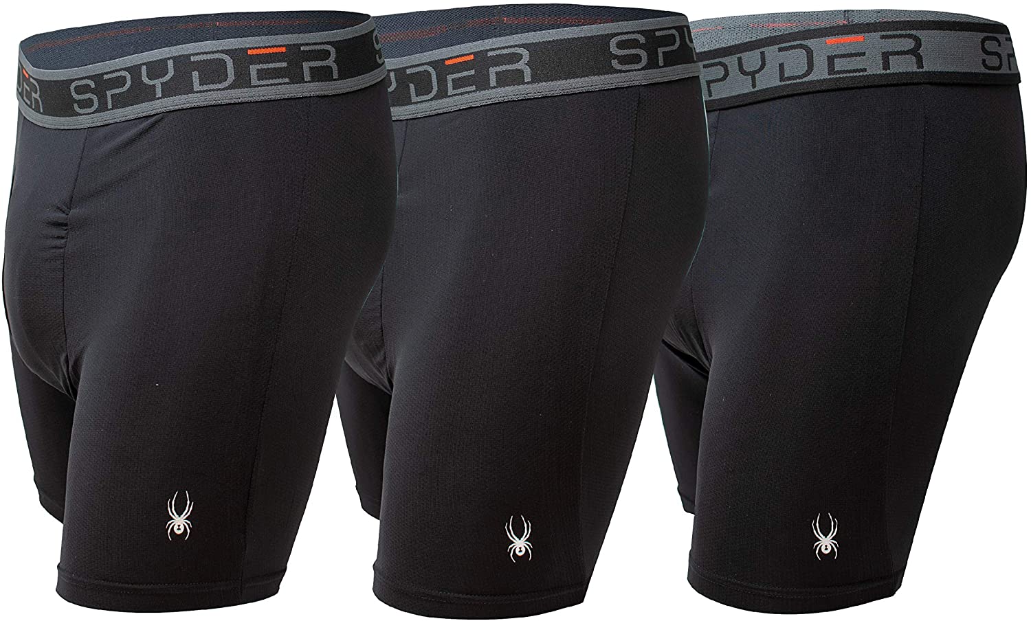 Spyder Performance Mesh Mens Boxer Briefs Sports Underwear 3 Pack W/Fly Front