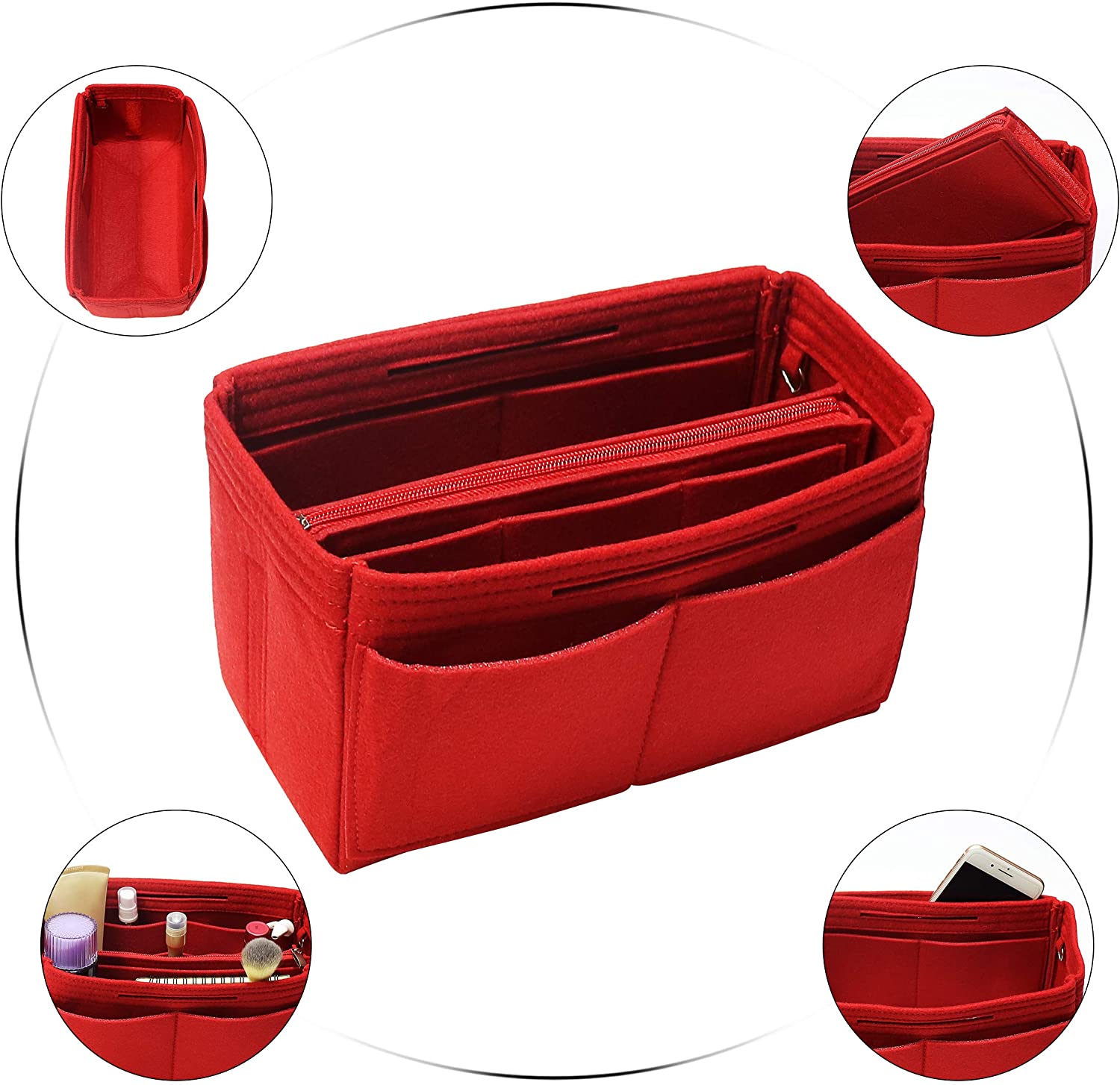 Purse Handbag Organizer Insert, MISIXILE Felt Bag Organizer with Handles