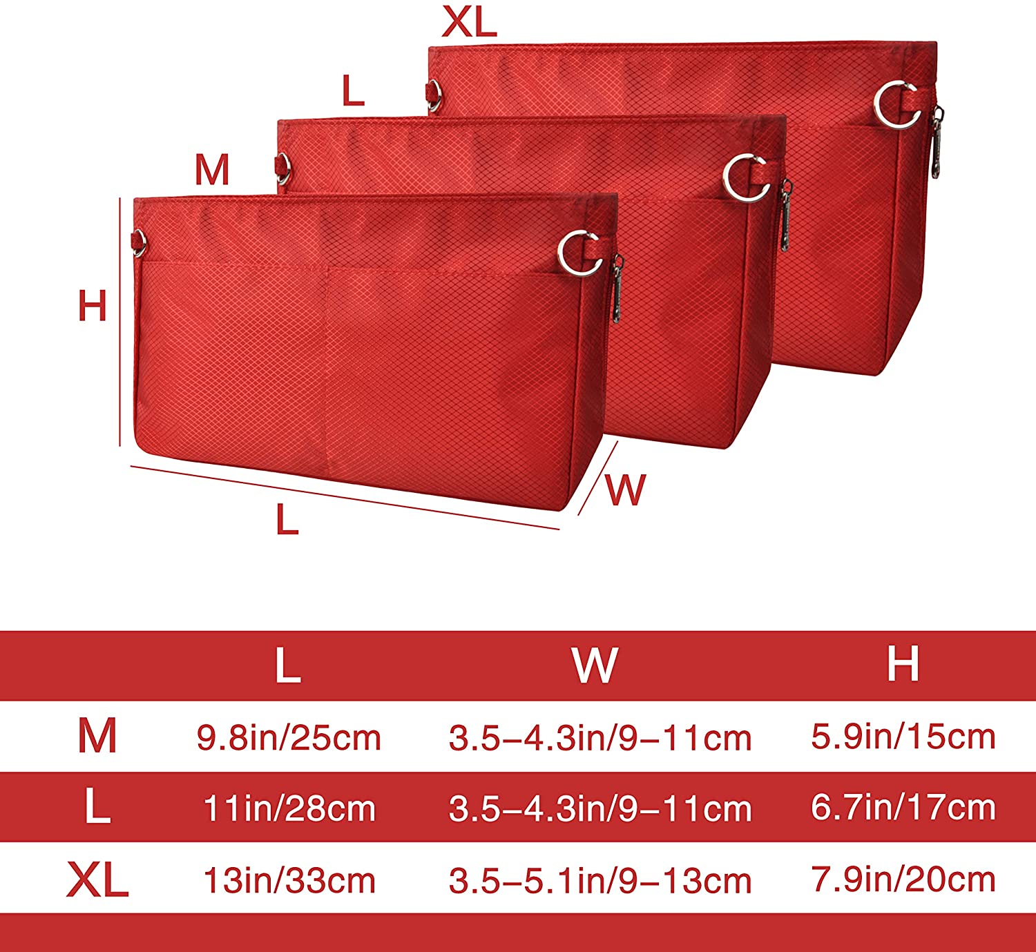 Vercord Expandable Nylon Handbag Purse Organizer Insert Liner Shaper Bag