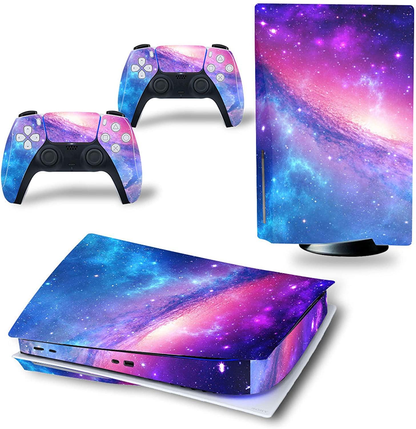 Ps5 Stickers Full Body Vinyl Skin Decal Cover for Playstation 5 Digital Edition Console Controllers (CD Version, Pink Starry Sky) - JOY2ESpree