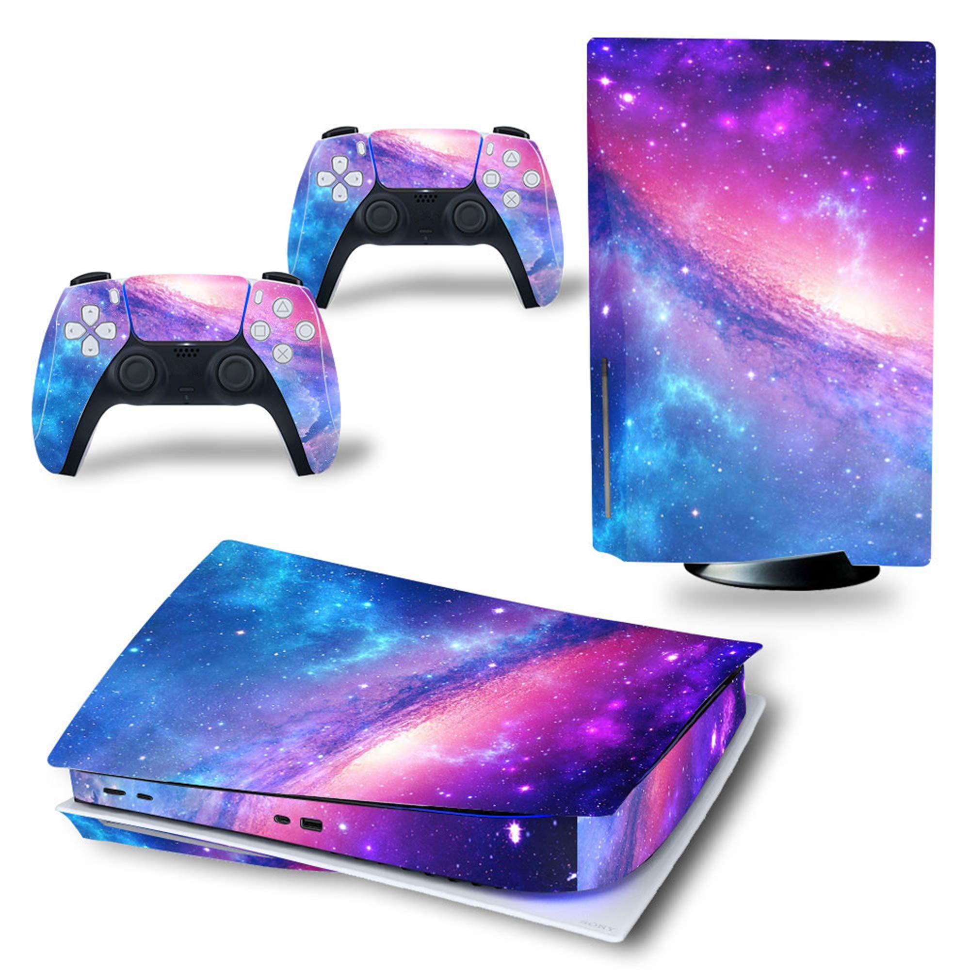 Ps5 Stickers Full Body Vinyl Skin Decal Cover for Playstation 5 Digital Edition Console Controllers (CD Version, Pink Starry Sky) - JOY2ESpree