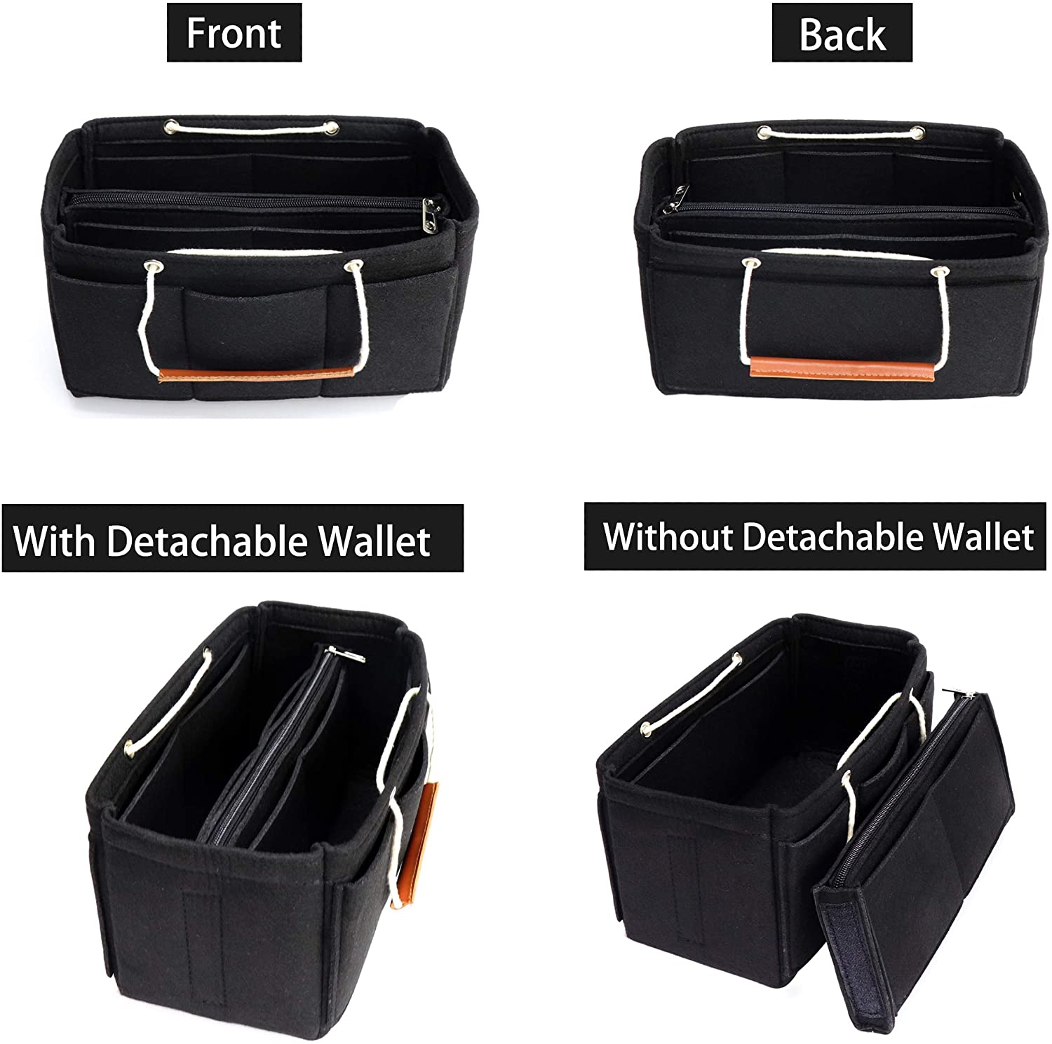 MISIXILE Felt Insert Bag Organizer - 2in1, Bag In Bag Tote Purse Organizer with Handles for Speedy Neverfull Longchamp