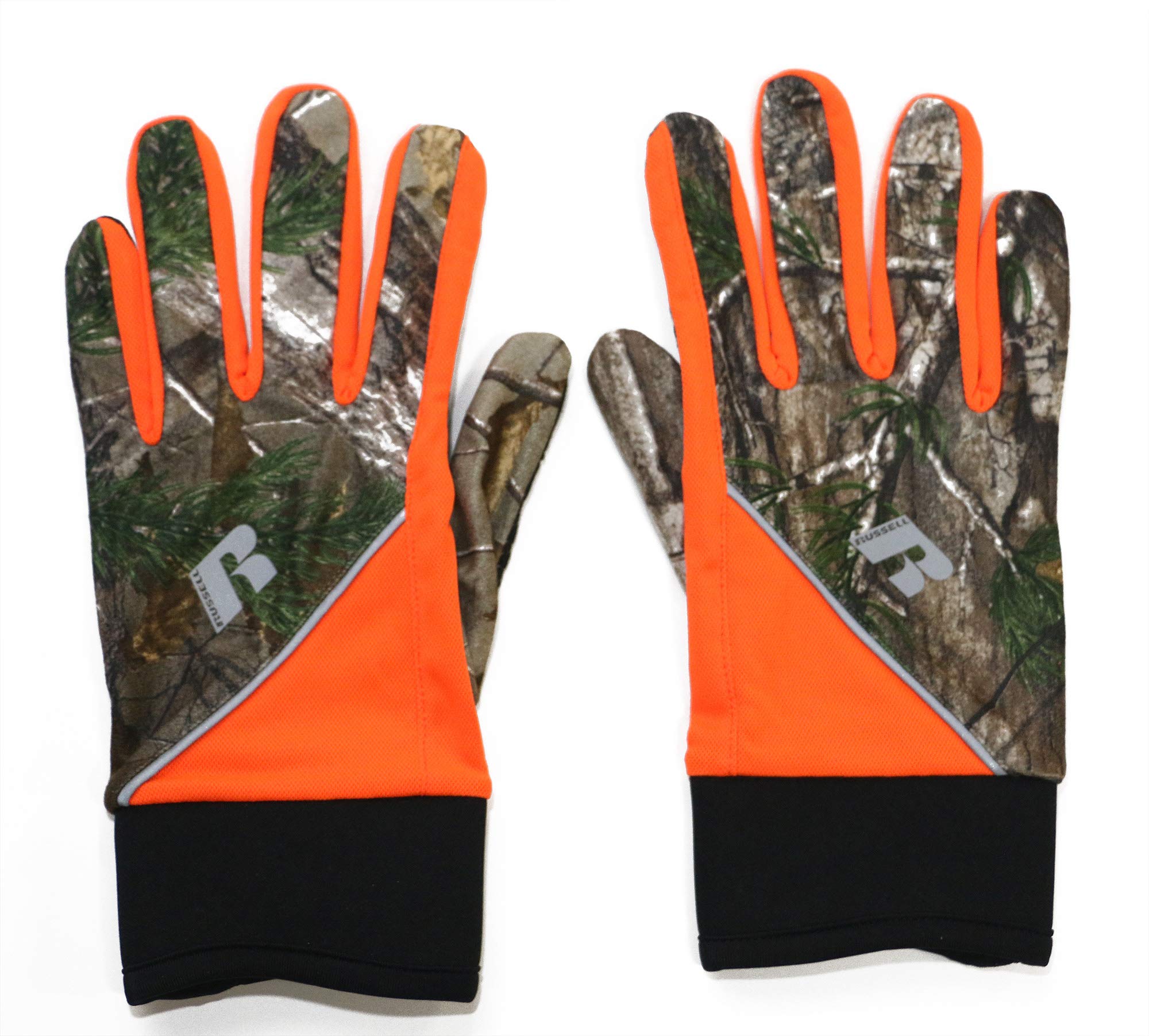Russell Outdoors Lightweight Work Gloves with Touch Screen Technology, Woodland Camo & Orange (L-XL)