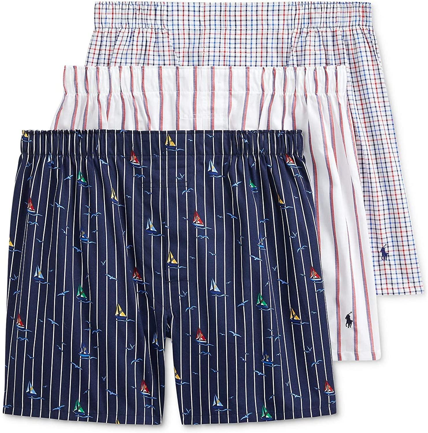 Polo Ralph Lauren Men's 3-Pack Classic Fit Packaged Woven Boxers