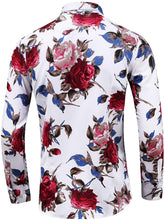 
                        
                          Load image into Gallery viewer, LEFTGU Men's Slim fit Floral Printed Beach Hawaiian Button-Down Dress Shirt
                        
                      