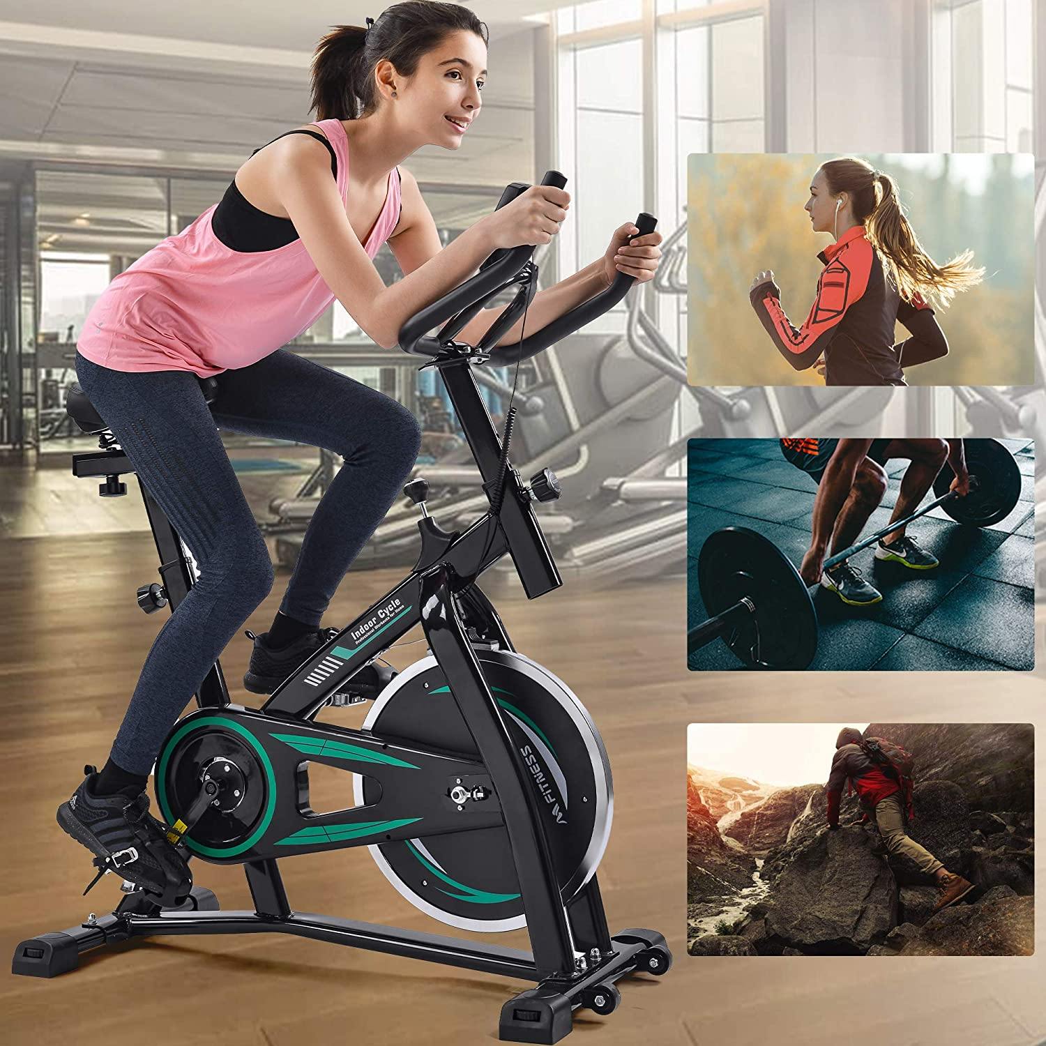 Merax Exercise Bike Indoor Cycling Bike Cycle Trainer Adjustable Stationary Bike 330LBS Weight Capacity - JOY2ESpree