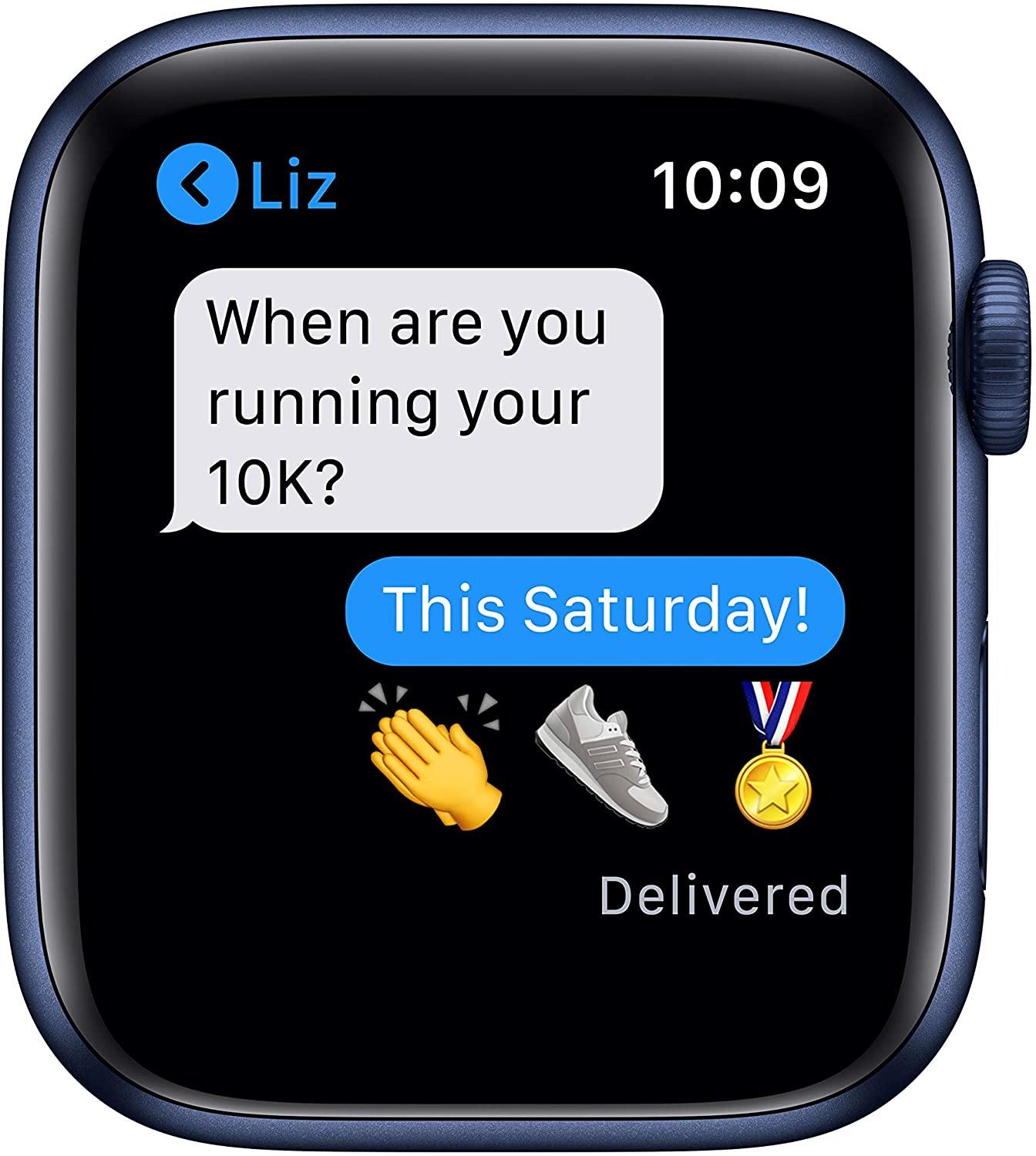 Apple Watch Series 6 (GPS, 44mm) - Space Gray Aluminum Case with Black Sport Band (Renewed) - JOY2ESpree