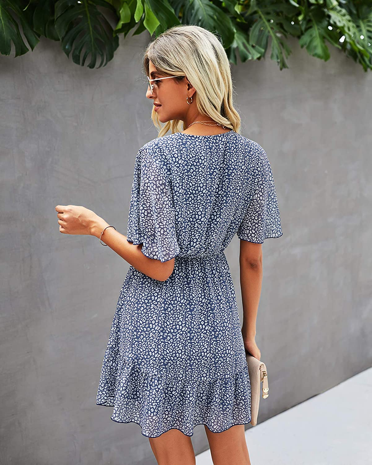 KIRUNDO 2021 Women’s Summer Short Sleeve Ruffle Floral Dress