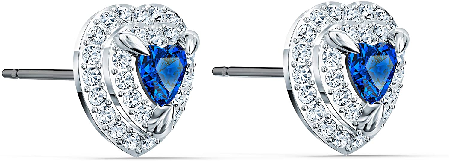 SWAROVSKI Women's One Heart Jewelry Collection, Rhodium Finish, Blue Crystals, Clear Crystals - JOY2ESpree