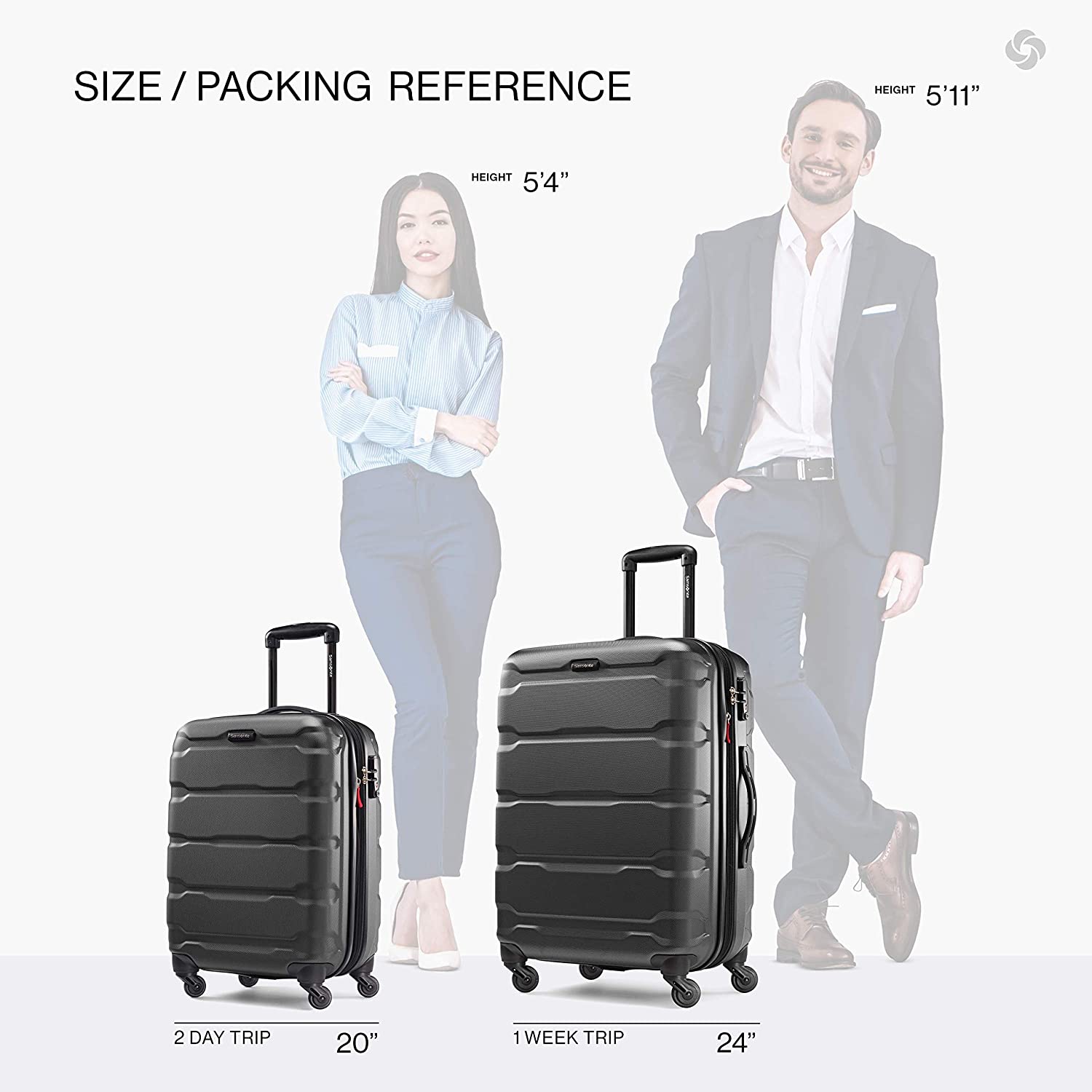 Samsonite Omni PC Hardside Expandable Luggage with Spinner Wheels, Black, Carry-On 20-Inch