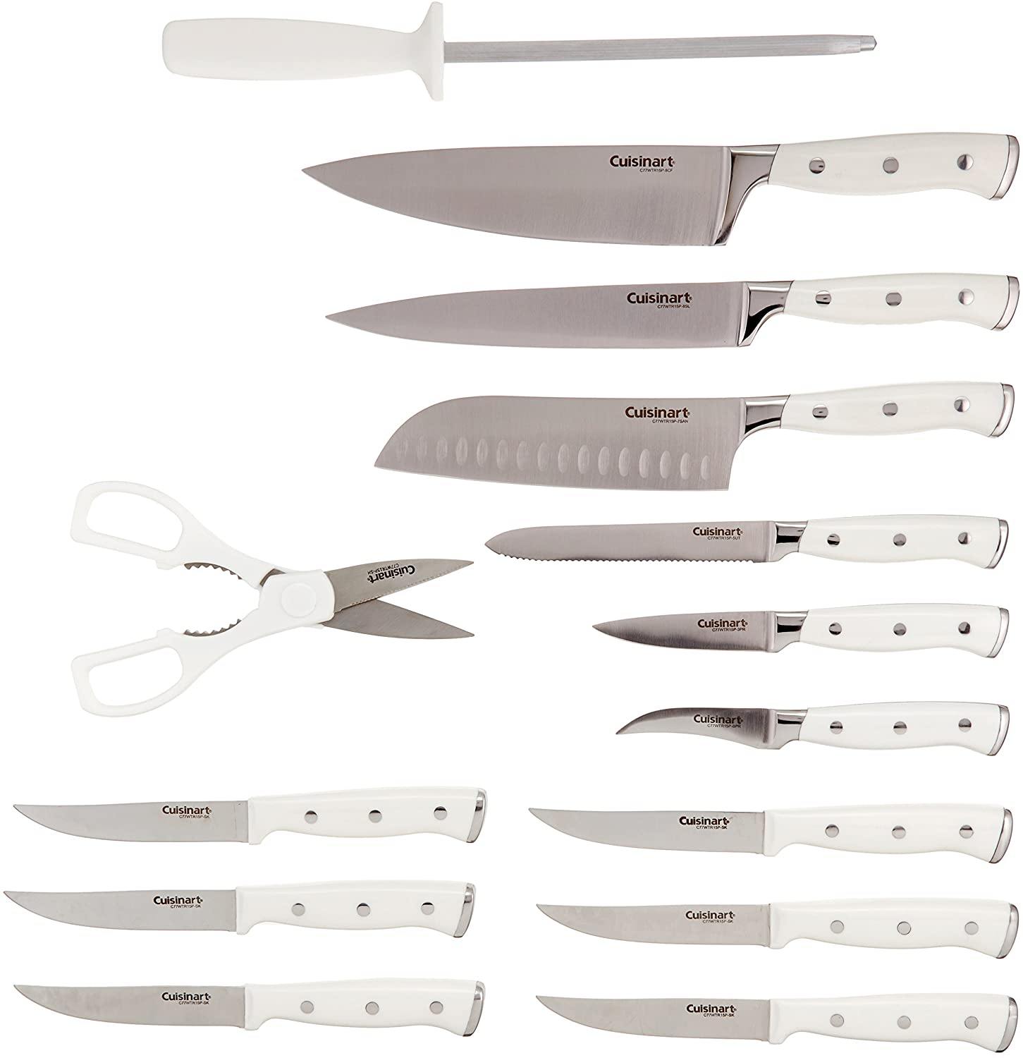 Cuisinart C77WTR-15P Classic Forged Triple Rivet, 15 Piece Set, White - JOY2ESpree