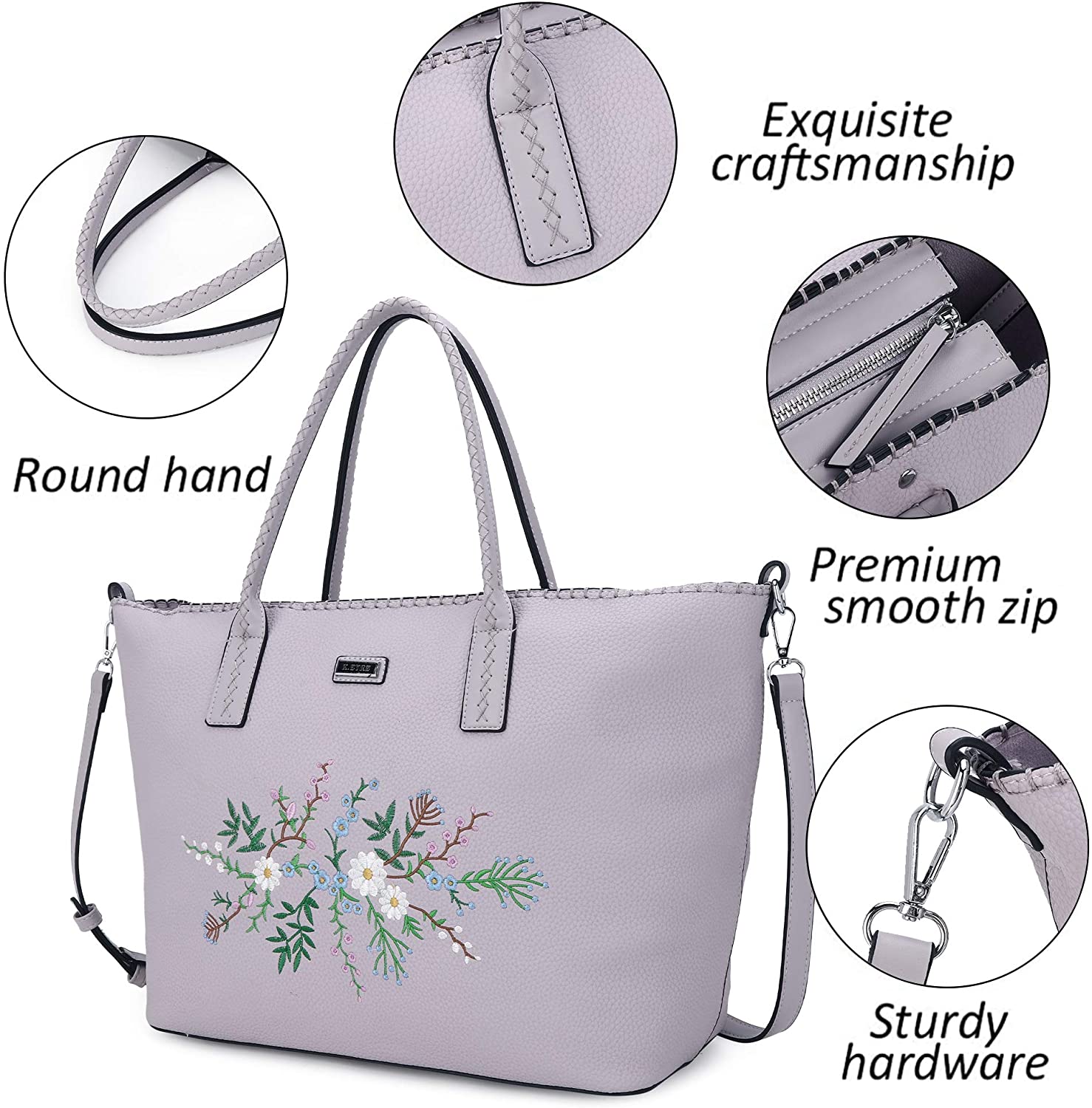 K.EYRE Women's Soft Faux Leather Tote Bag Purse Handbags Wallet Tote Shoulder Bag Purse Large Capacity