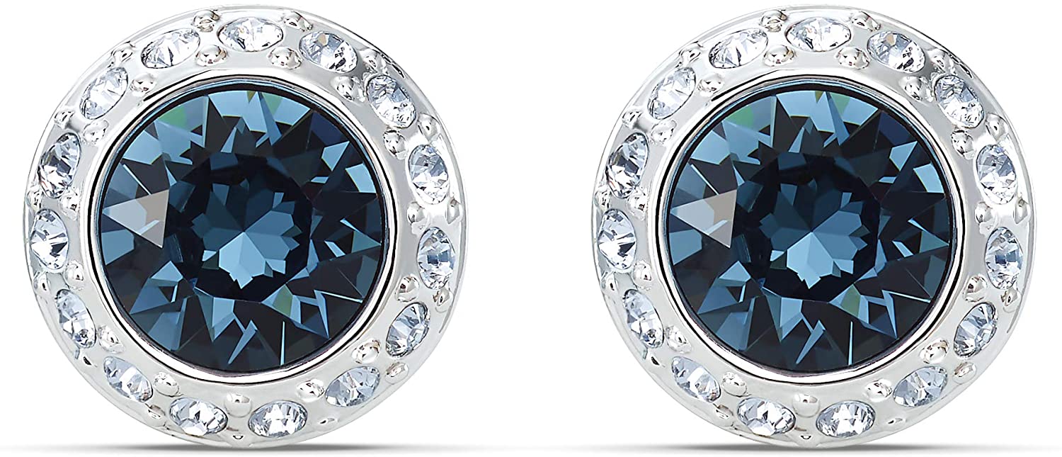 SWAROVSKI Women's Angelic Stud Earring Jewelry Collection, Rhodium Finish, Blue Crystals, Clear Crystals - JOY2ESpree