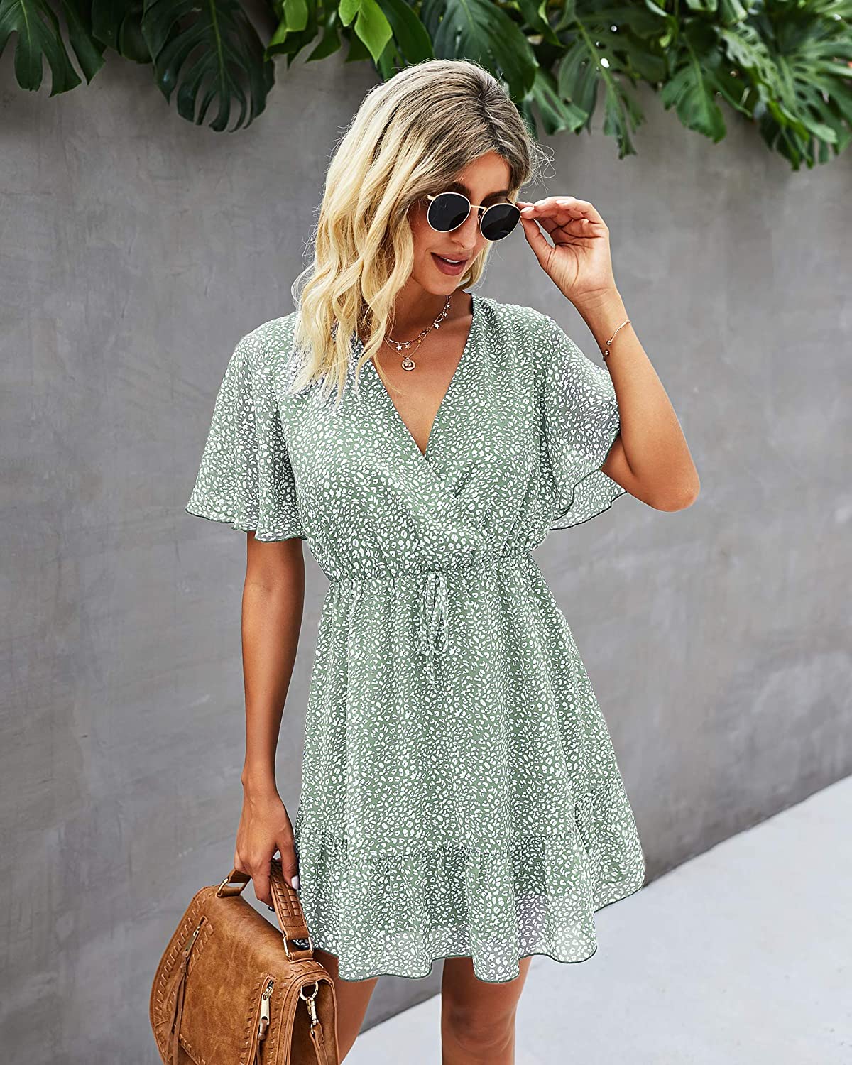 KIRUNDO 2021 Women’s Summer Short Sleeve Ruffle Floral Dress