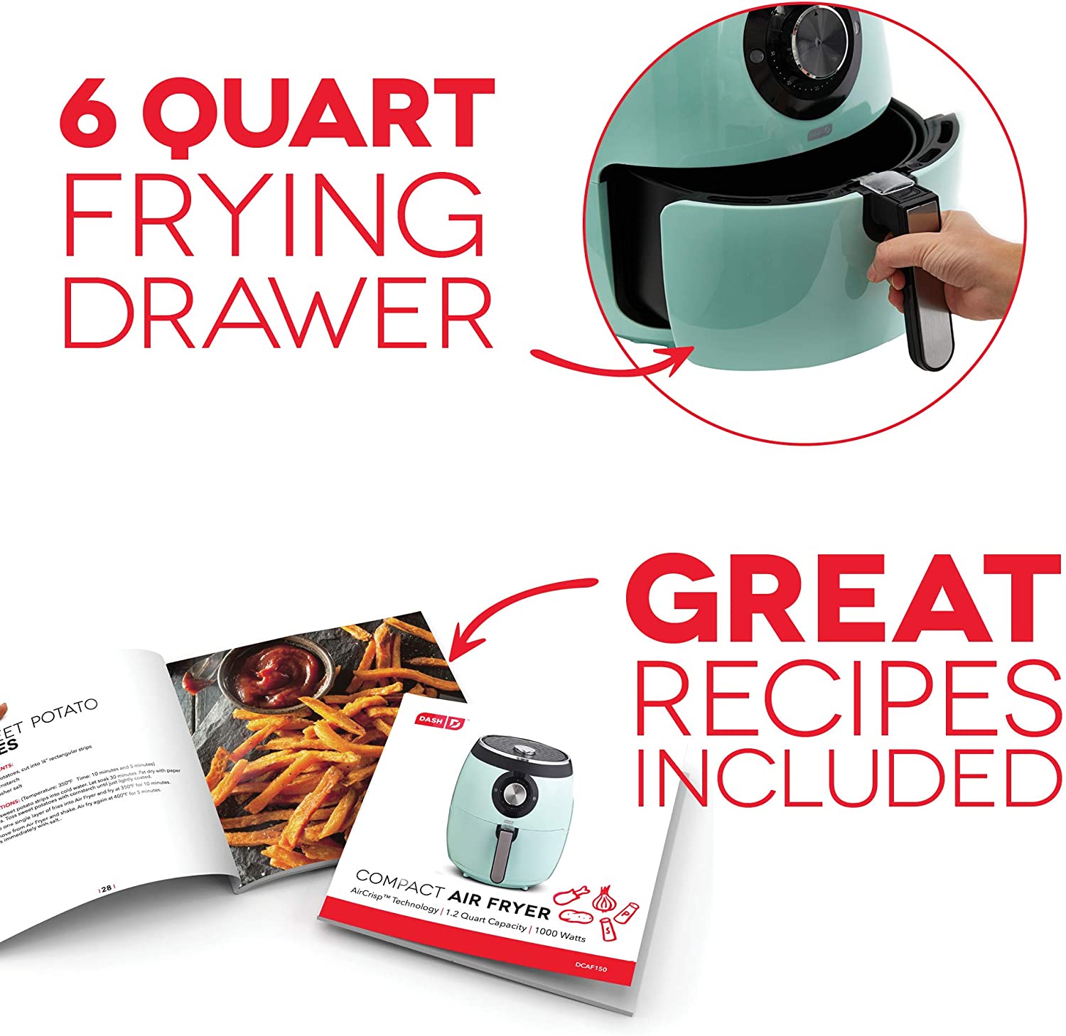 Dash DFAF455GBAQ01 Deluxe Electric Air Fryer + Oven Cooker with Temperature Control