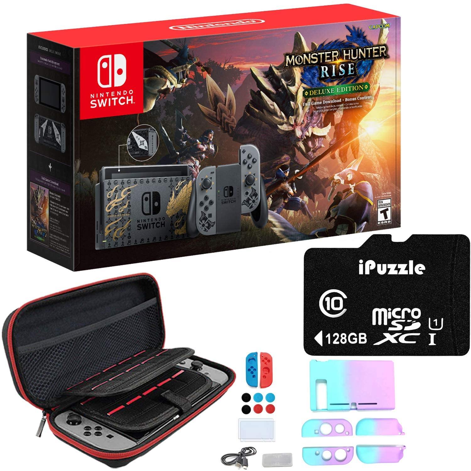 Newest Nintendo Switch Monster Hunter Rise Deluxe Edition System with Gray Joy-Con - 6.2" Touchscreen LCD Display - JOY2ESpree