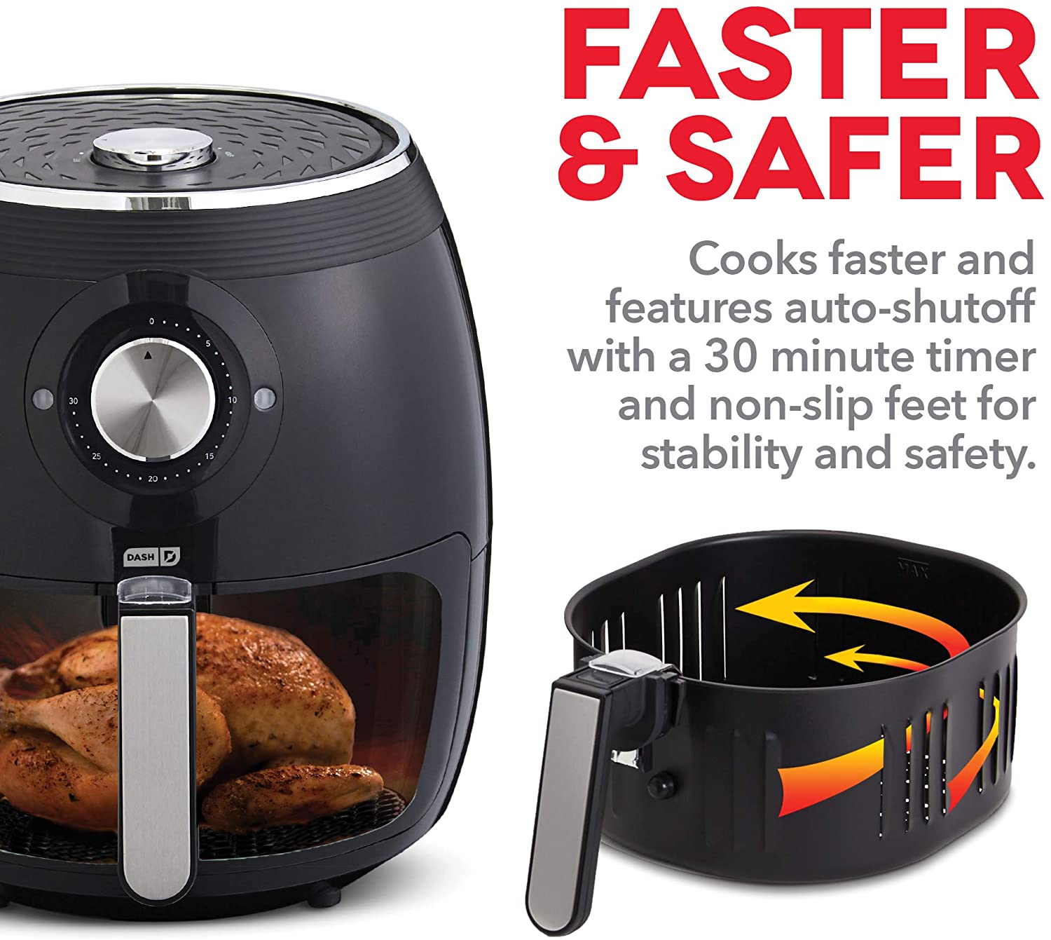 Dash DFAF455GBAQ01 Deluxe Electric Air Fryer + Oven Cooker with Temperature Control