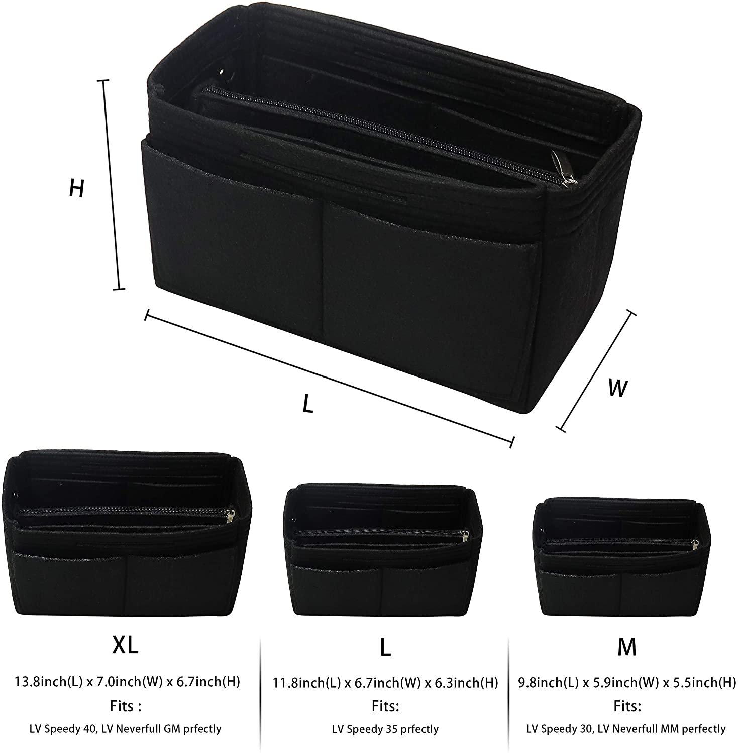 Purse Handbag Organizer Insert, MISIXILE Felt Bag Organizer with Handles