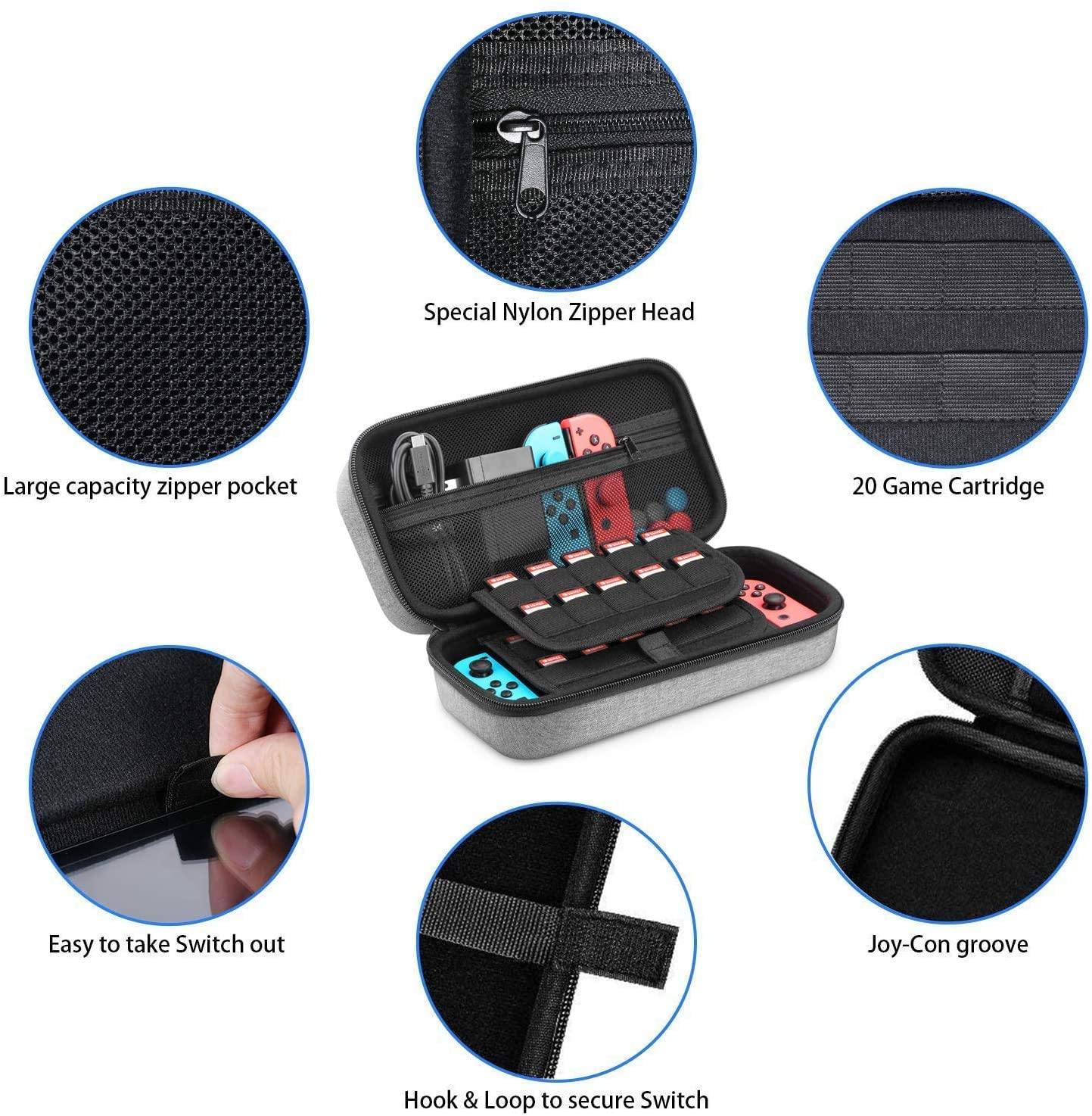 HEYSTOP Case Compatible with Nintendo Switch Carry Case Pouch Switch Cover Case 6 Joycon Grips - JOY2ESpree