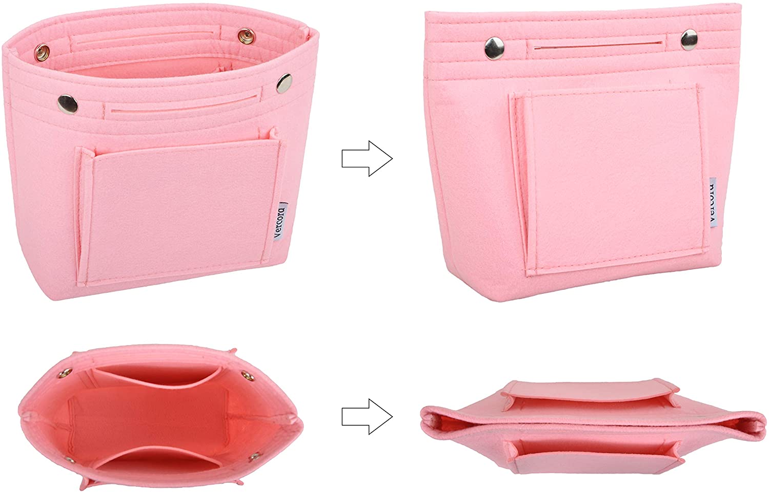 Vercord Felt Tote Handbag Purse Pocketbook Organizer Insert Divider Shaper Bag in Bag