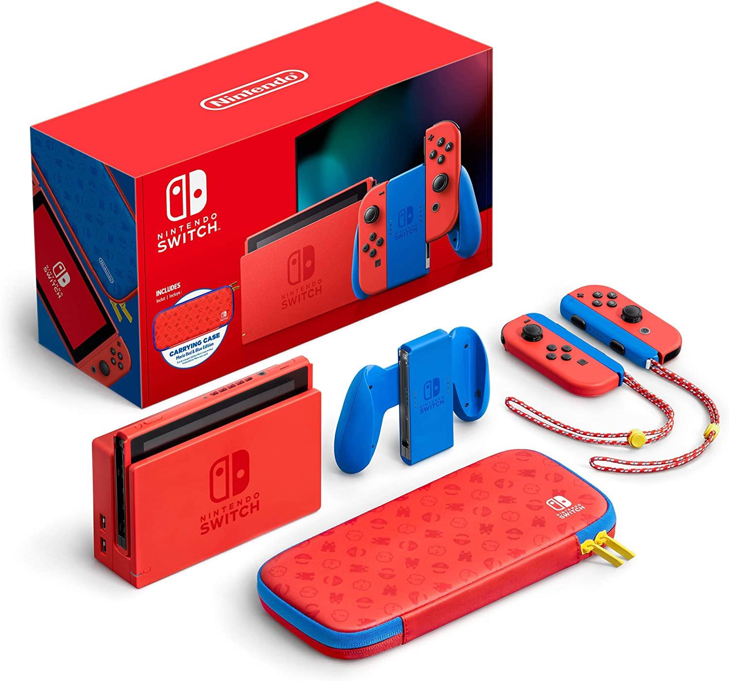 Newest Nintendo Switch with Neon Blue and Neon Red Joy-Con - 6.2" Touchscreen LCD Display - JOY2ESpree