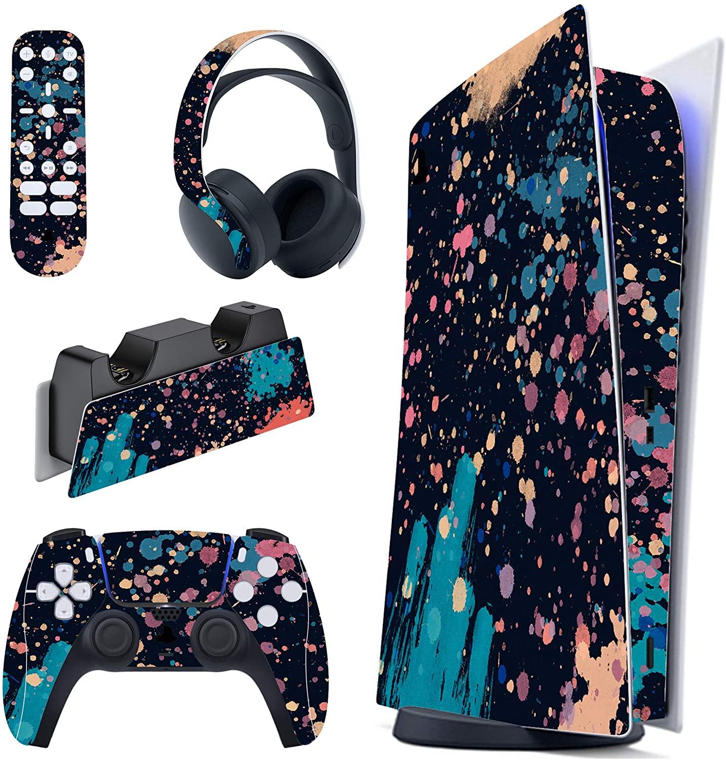 PlayVital Blue Nebula Full Set Skin Decal for PS5 Console Digital Edition - JOY2ESpree