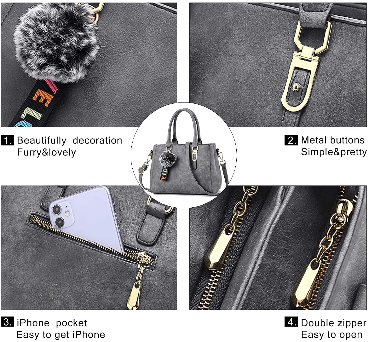 YNIQUE Satchel Purses and Handbags for Women Shoulder Tote Bags