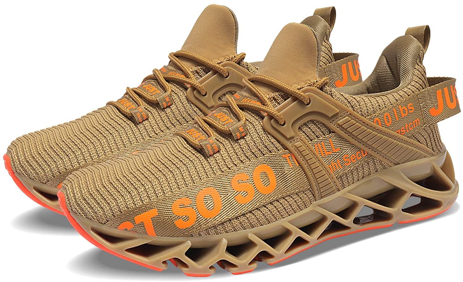 JSLEAP Mens Running Shoes Walking Non Slip Blade Type Sneakers
