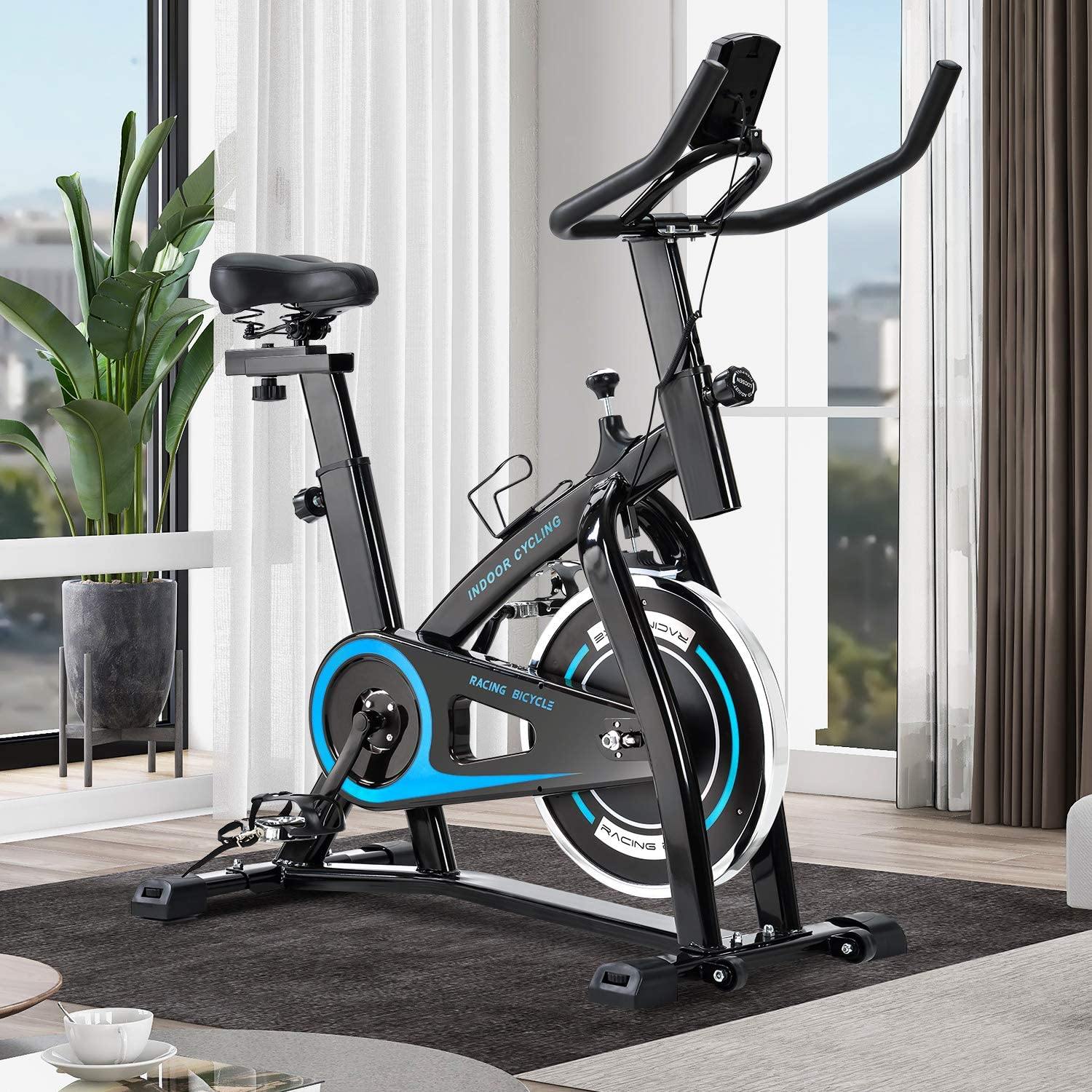 Merax Exercise Bike Indoor Cycling Bike Cycle Trainer Adjustable Stationary Bike 330LBS Weight Capacity - JOY2ESpree