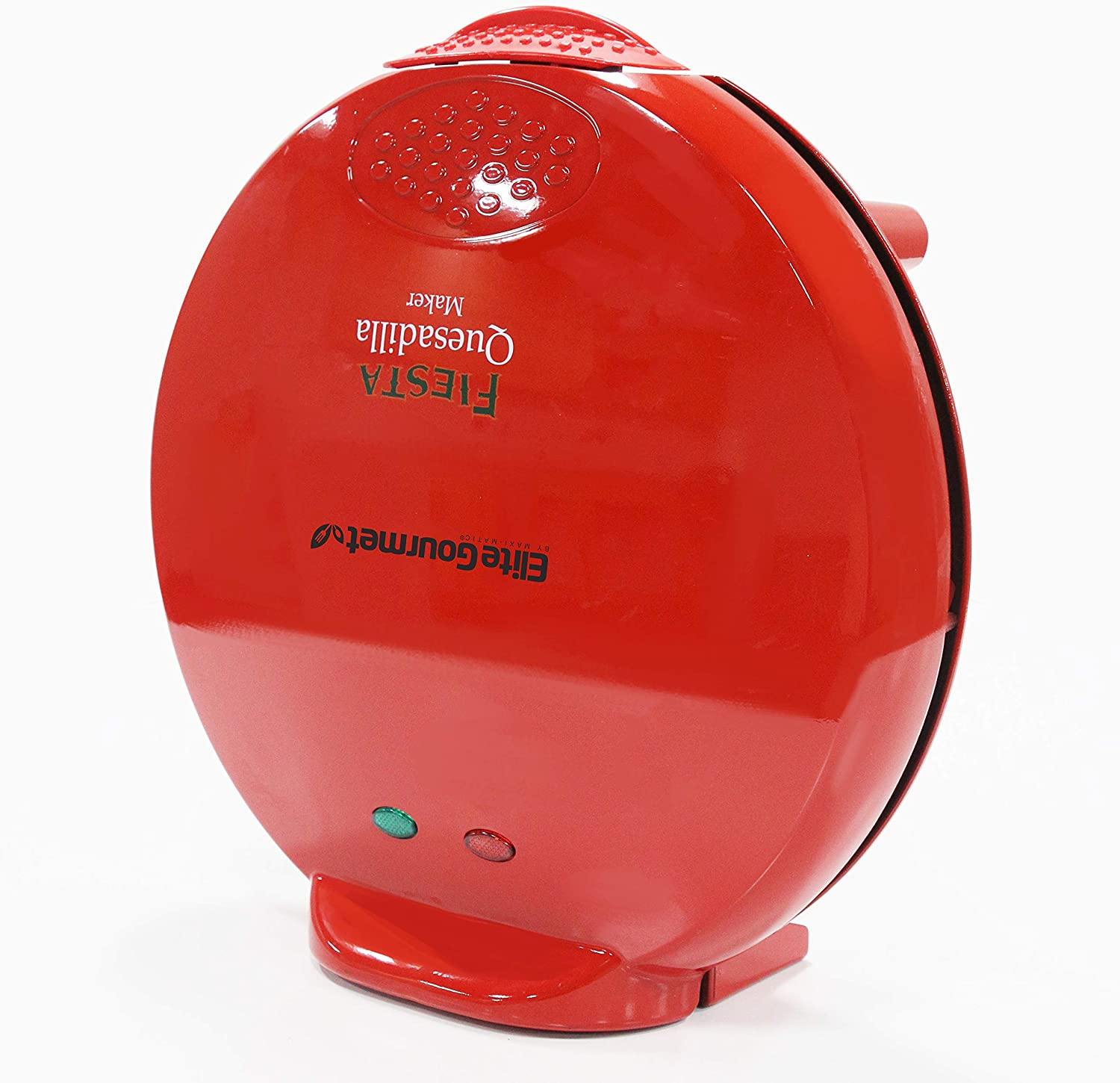 Elite Gourmet Mexican Taco Tuesday Quesadilla Maker, Easy-Slice 6-Wedge, Grilled Cheese, 11 Inch, Red - JOY2ESpree