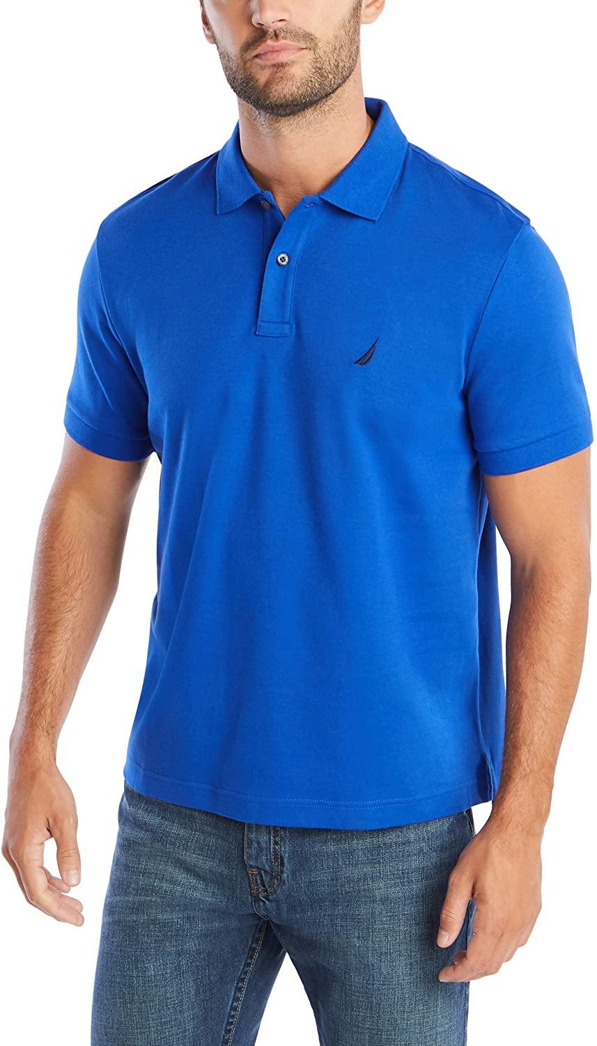 Nautica Men's Classic Fit Short Sleeve Solid Soft Cotton Polo Shirt - JOY2ESpree