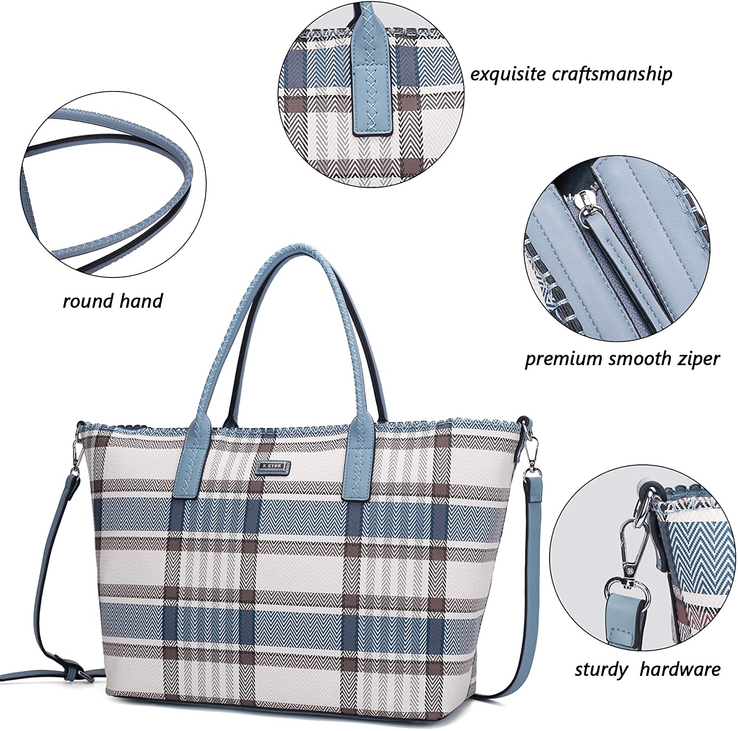 K.EYRE Women's Soft Faux Leather Tote Bag Purse Handbags Wallet Tote Shoulder Bag Purse Large Capacity