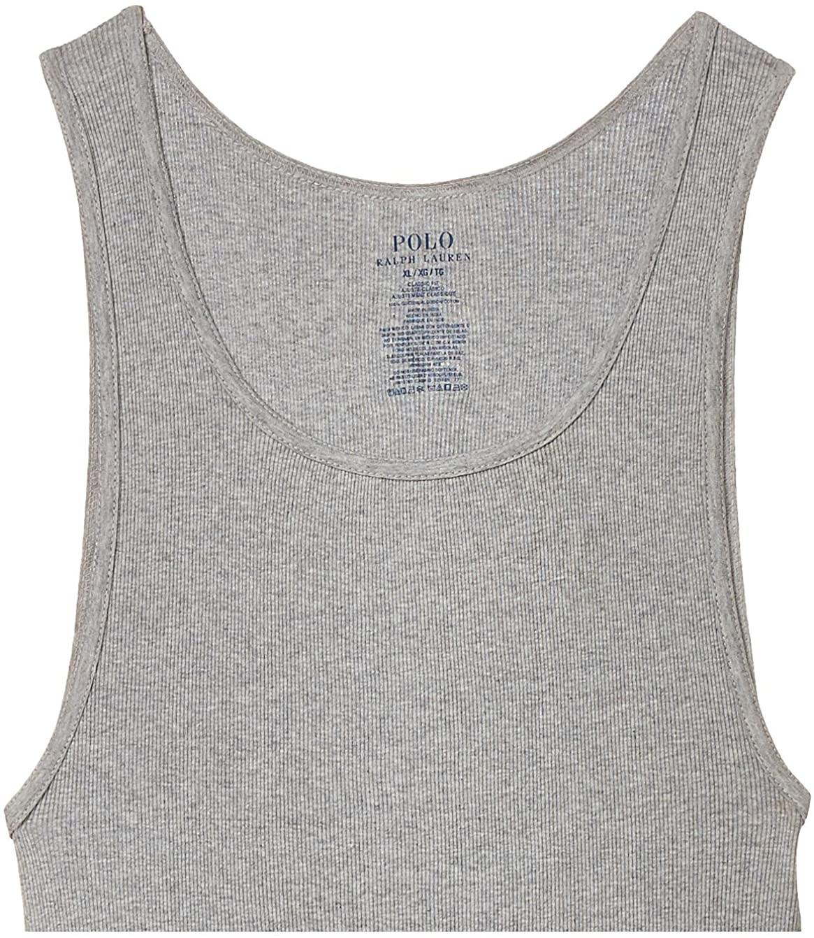 Polo Ralph Lauren Classic Fit Ribbed Tank with Moisture Wicking 100% Cotton - 3 Pack