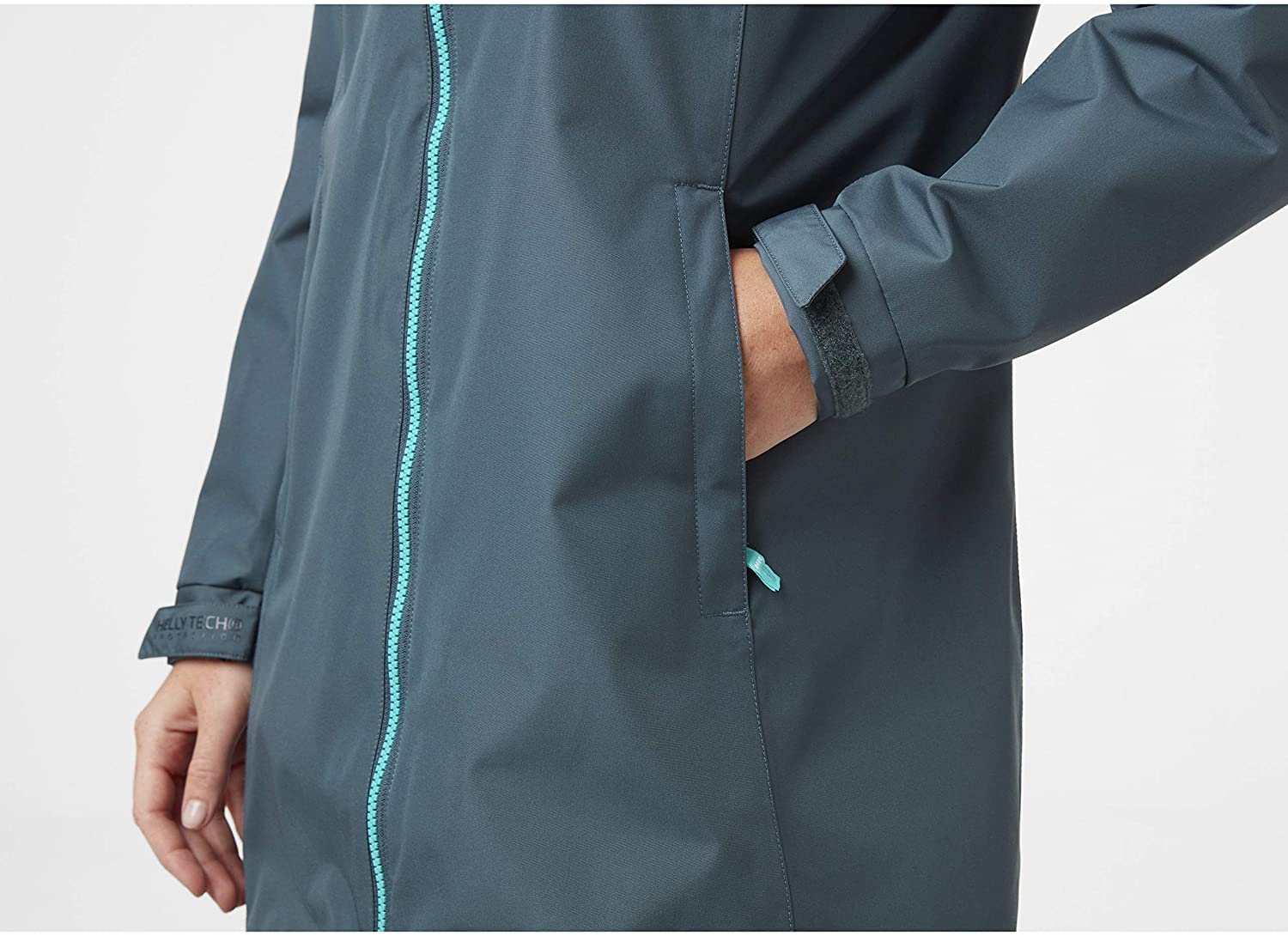 Helly-Hansen Women's Long Belfast Waterproof Windproof Breathable Raincoat Jacket With Hood