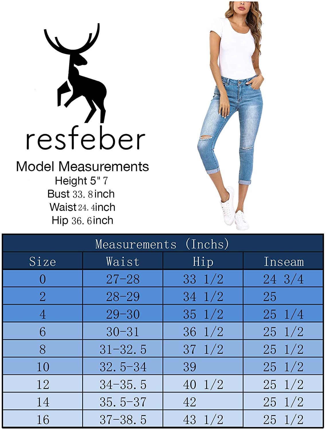 Resfeber Women's Ripped Boyfriend Jeans Cute Distressed Jeans Stretch Skinny Jeans with Hole