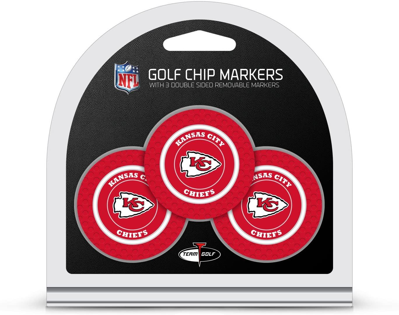 Team Golf NFL Golf Chip Ball Markers (3 Count), Poker Chip Size with Pop Out Smaller Double-Sided Enamel Markers - JOY2ESpree