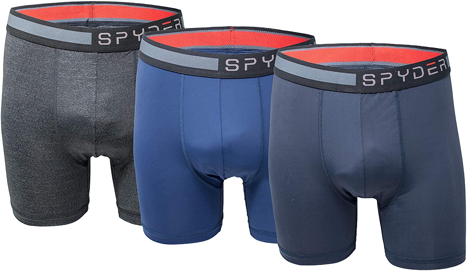 Spyder Mens Boxer Briefs Performance Sports Compression Shorts Athletic Mens Underwear - Mens Boxers Brief - 3 Pack for Men