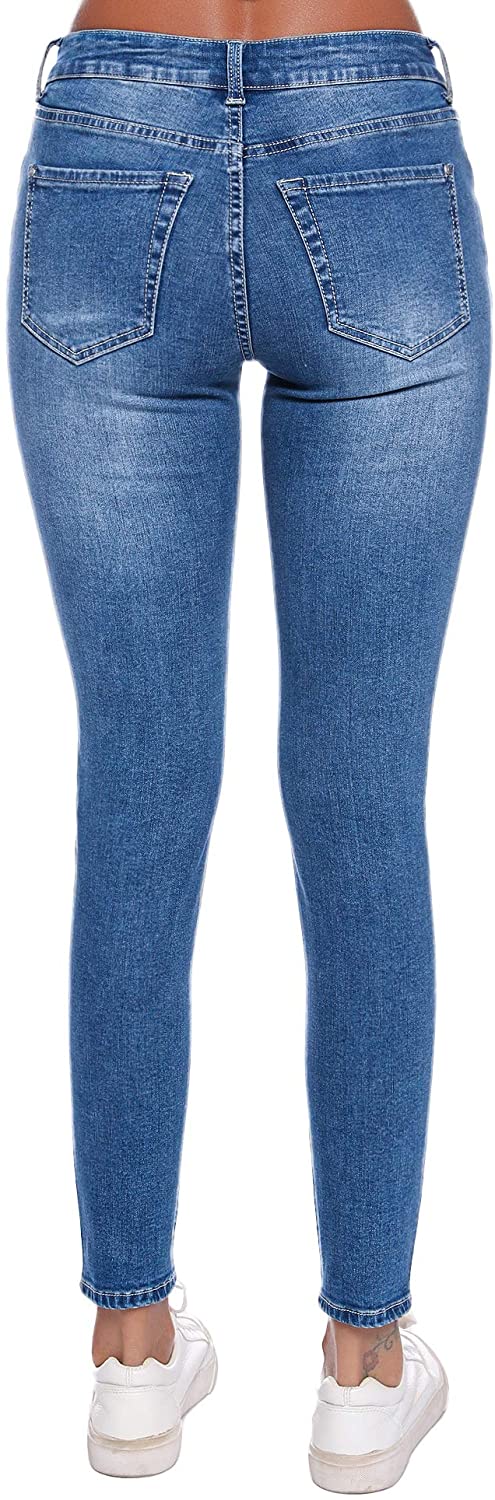 Resfeber Women's Ripped Boyfriend Jeans Cute Distressed Jeans Stretch Skinny Jeans with Hole