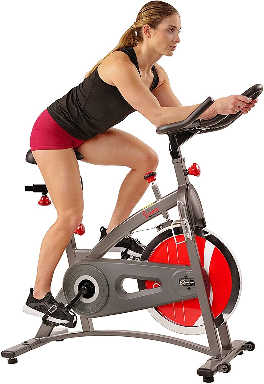 Sunny Health & Fitness Indoor Cycling Exercise Bike with LCD Monitor, 40 lb chrome Flywheel, 265 lb Max Weight - SF-B1423/C - JOY2ESpree
