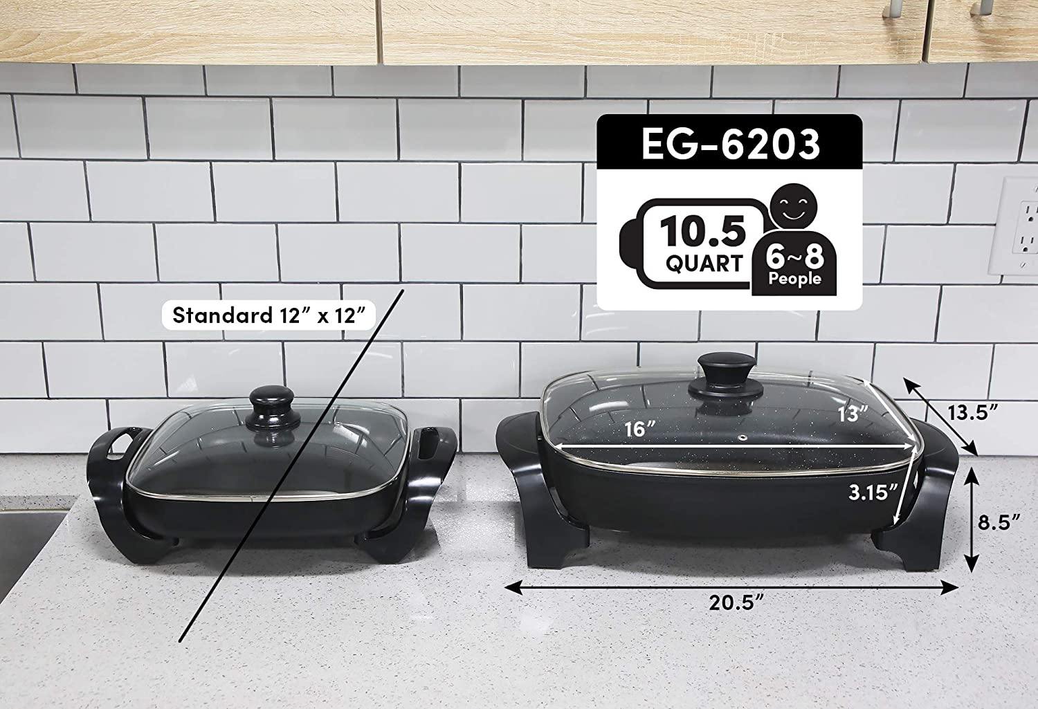 Elite Gourmet EG-6203 PFOA-Free 16"x 3"x3.2" Scratch Resistant - JOY2ESpree