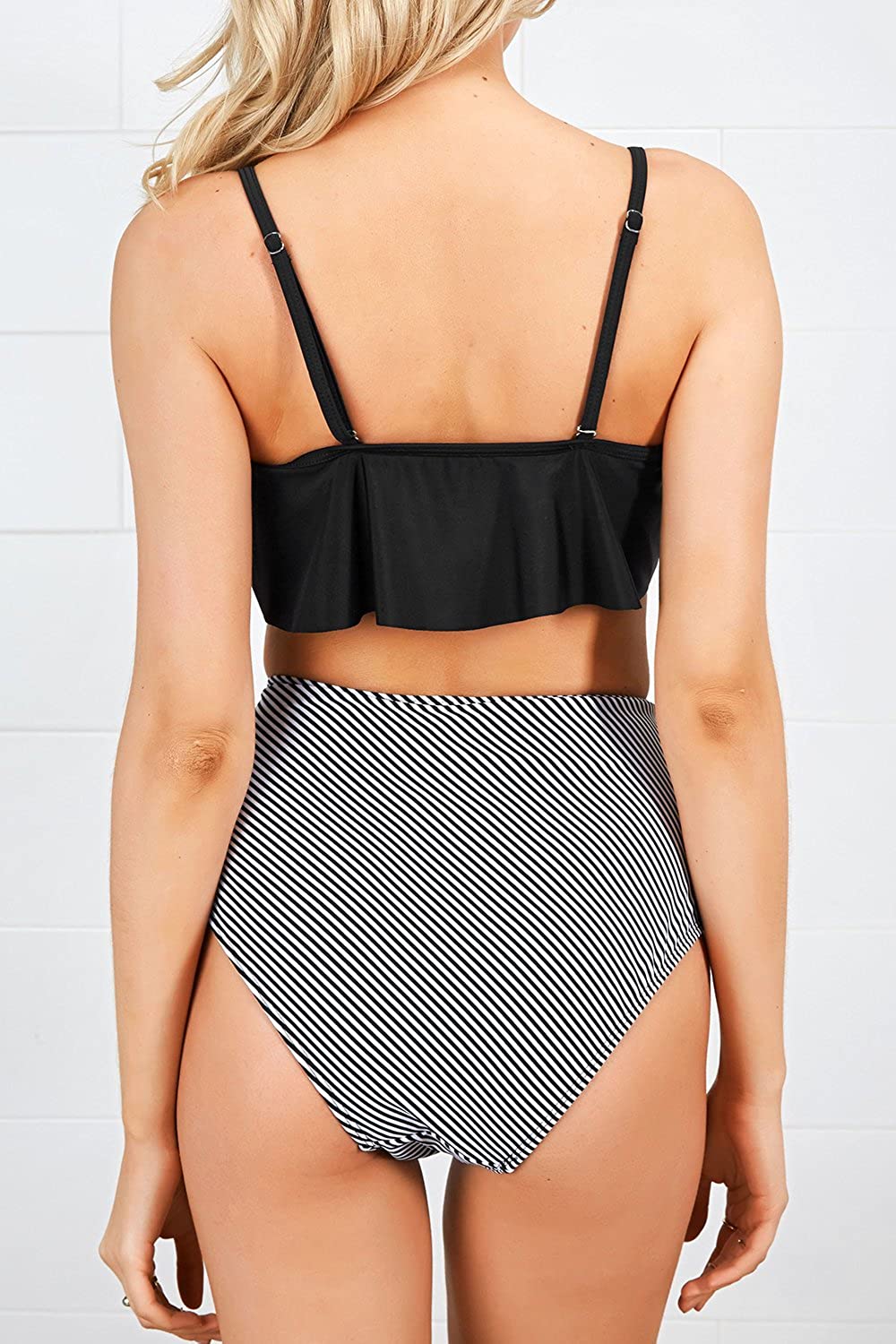 CUPSHE Women's High Waisted Falbala Bikini Set