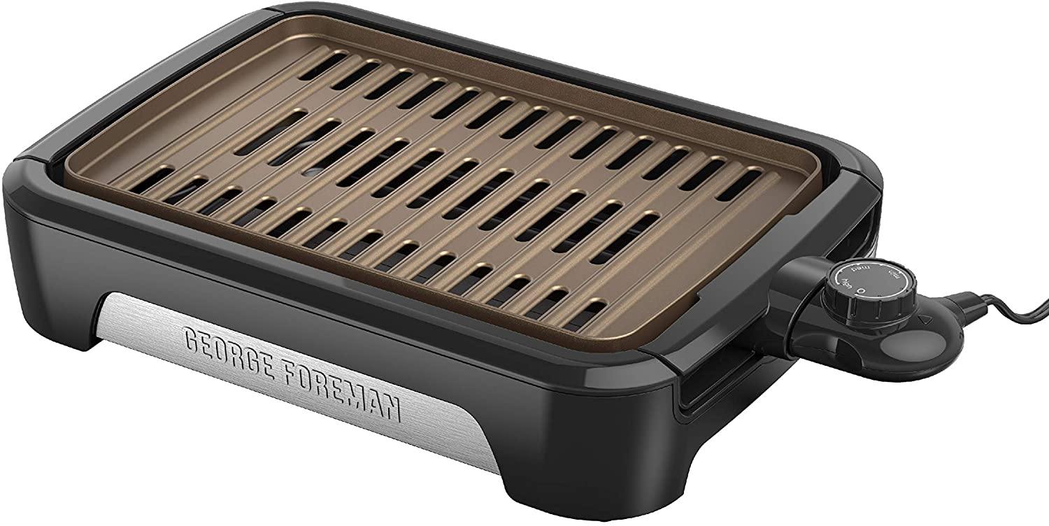 George Foreman GFS0090SB Open Grate Smokeless Grill, Black, Family Size - JOY2ESpree