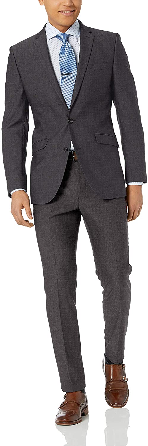 Unlisted by Kenneth Cole Men's 2 Button Slim Fit Suit with Hemmed Pant