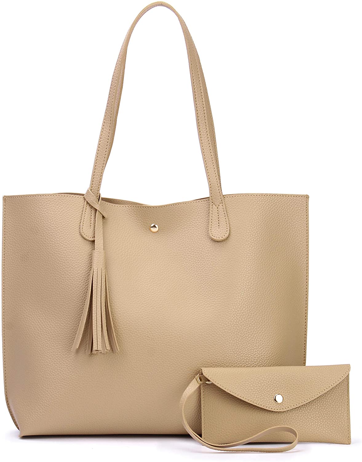 Minimalist Clean Cut Pebbled Faux Leather Tote Womens Shoulder Handbag