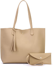 
                        
                          Load image into Gallery viewer, Minimalist Clean Cut Pebbled Faux Leather Tote Womens Shoulder Handbag
                        
                      
